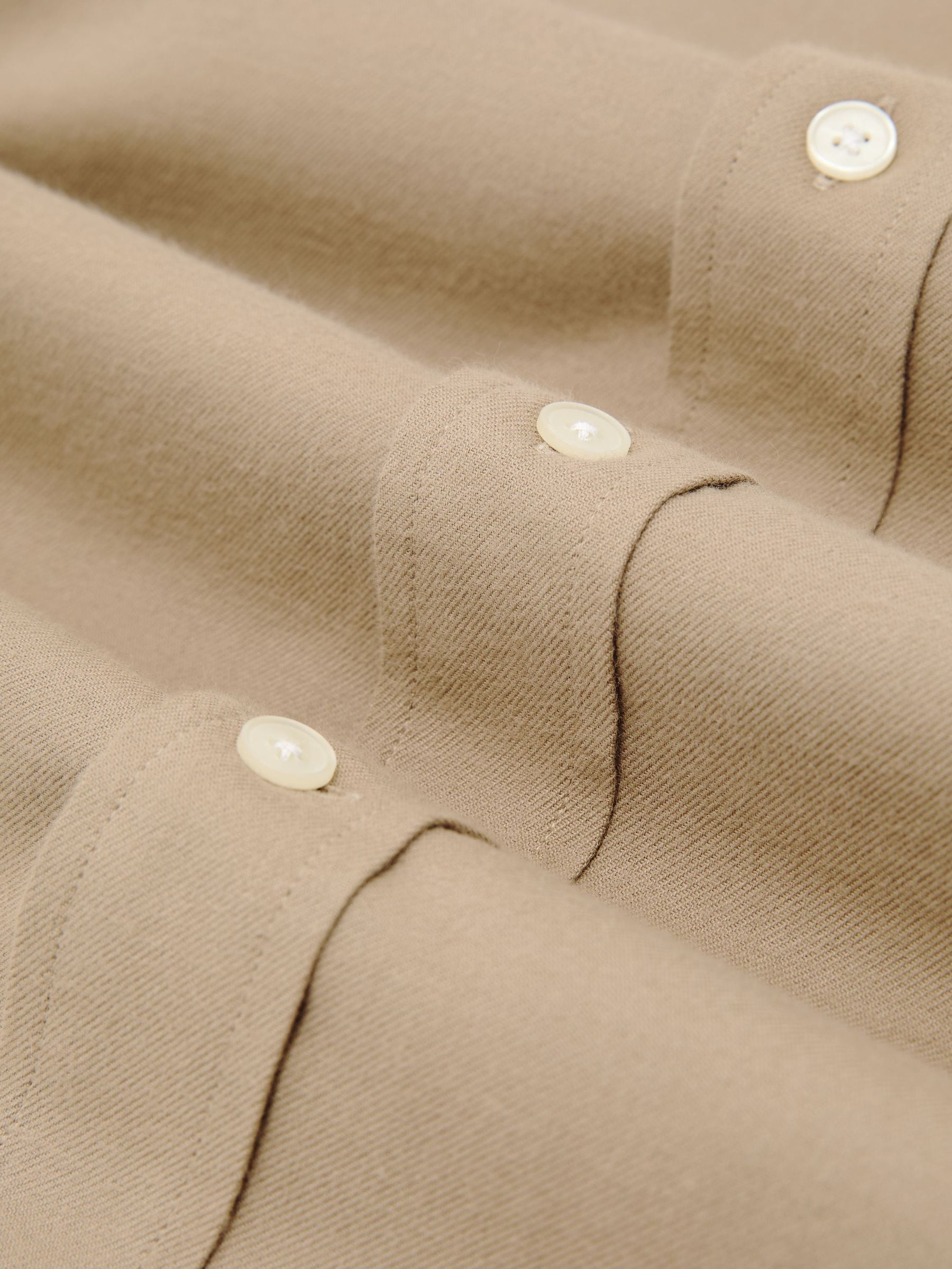 Cotton Flannel Button-Down Shirt Regular-Fit in Taupe Brown - Image 6 of 6