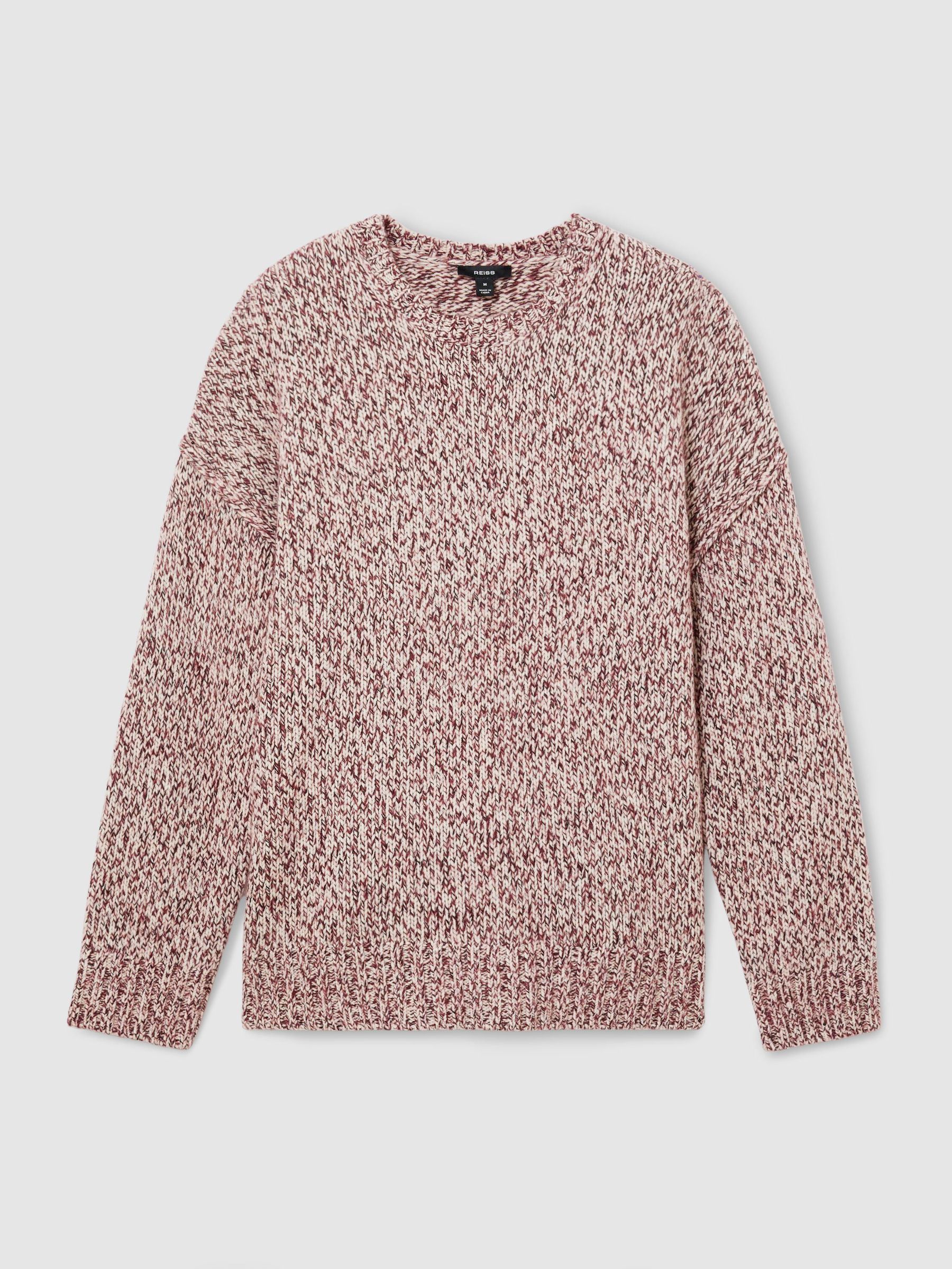 Wool-Blend Speckled-Knit Crew-Neck Jumper in Bordeaux - Image 2 of 7