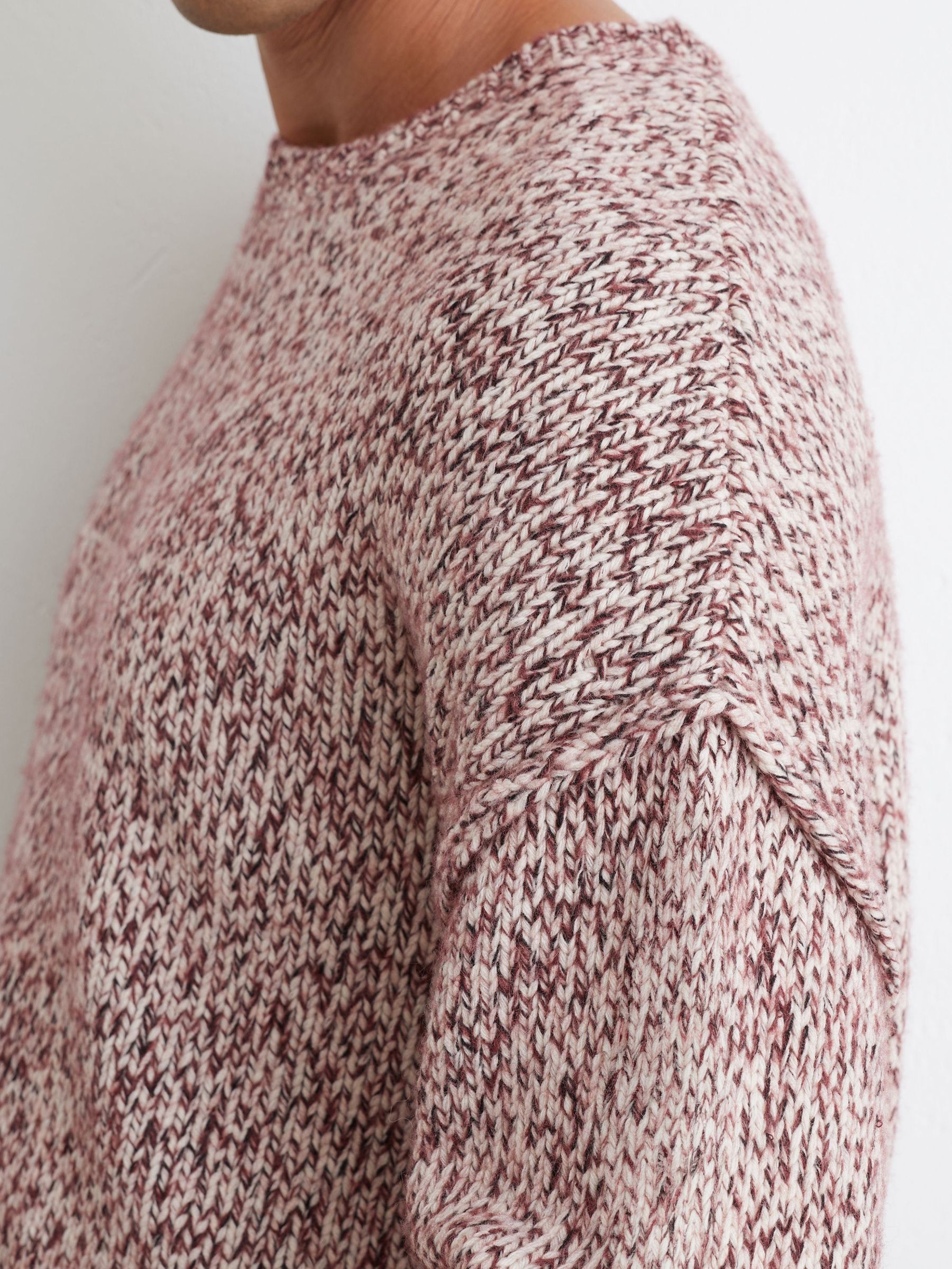 Wool-Blend Speckled-Knit Crew-Neck Jumper in Bordeaux - Image 4 of 7