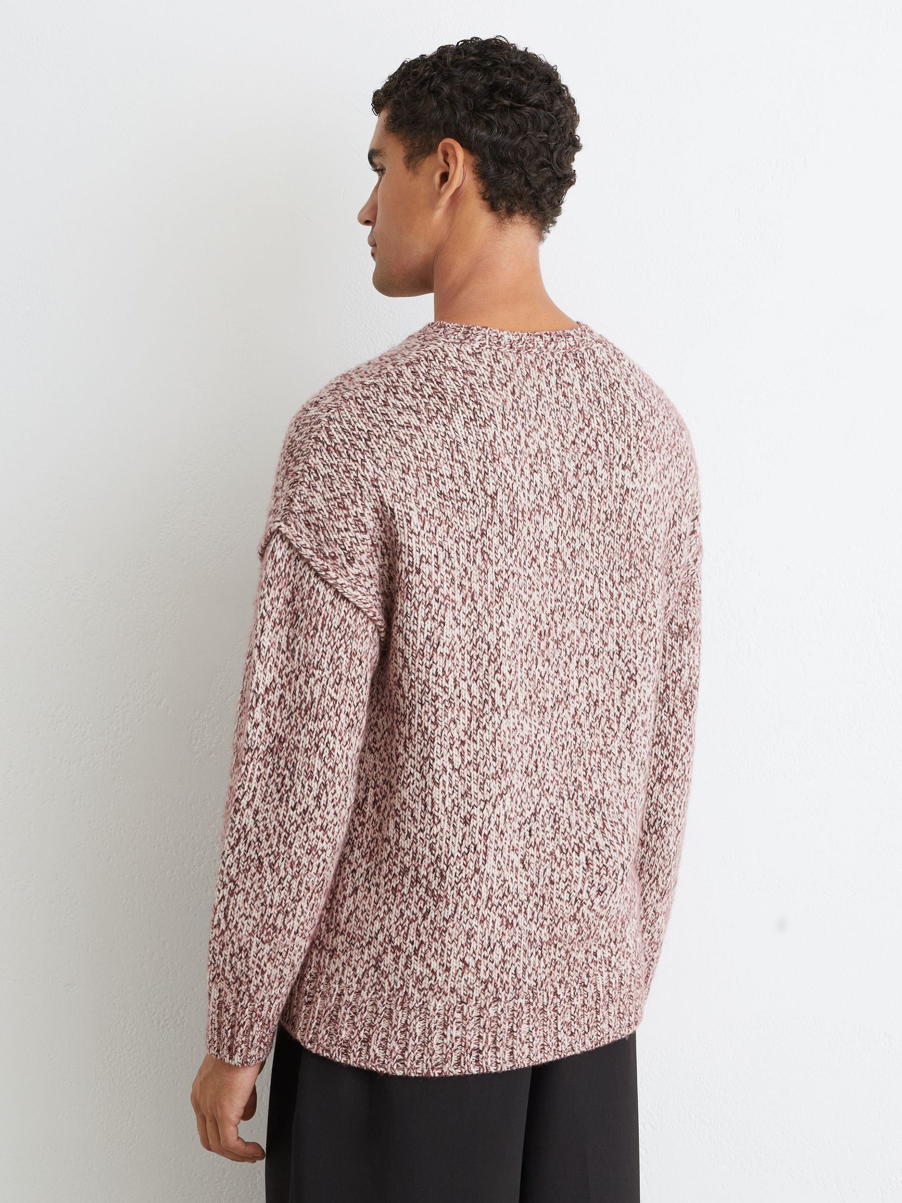 Wool-Blend Speckled-Knit Crew-Neck Jumper in Bordeaux - Image 7 of 7