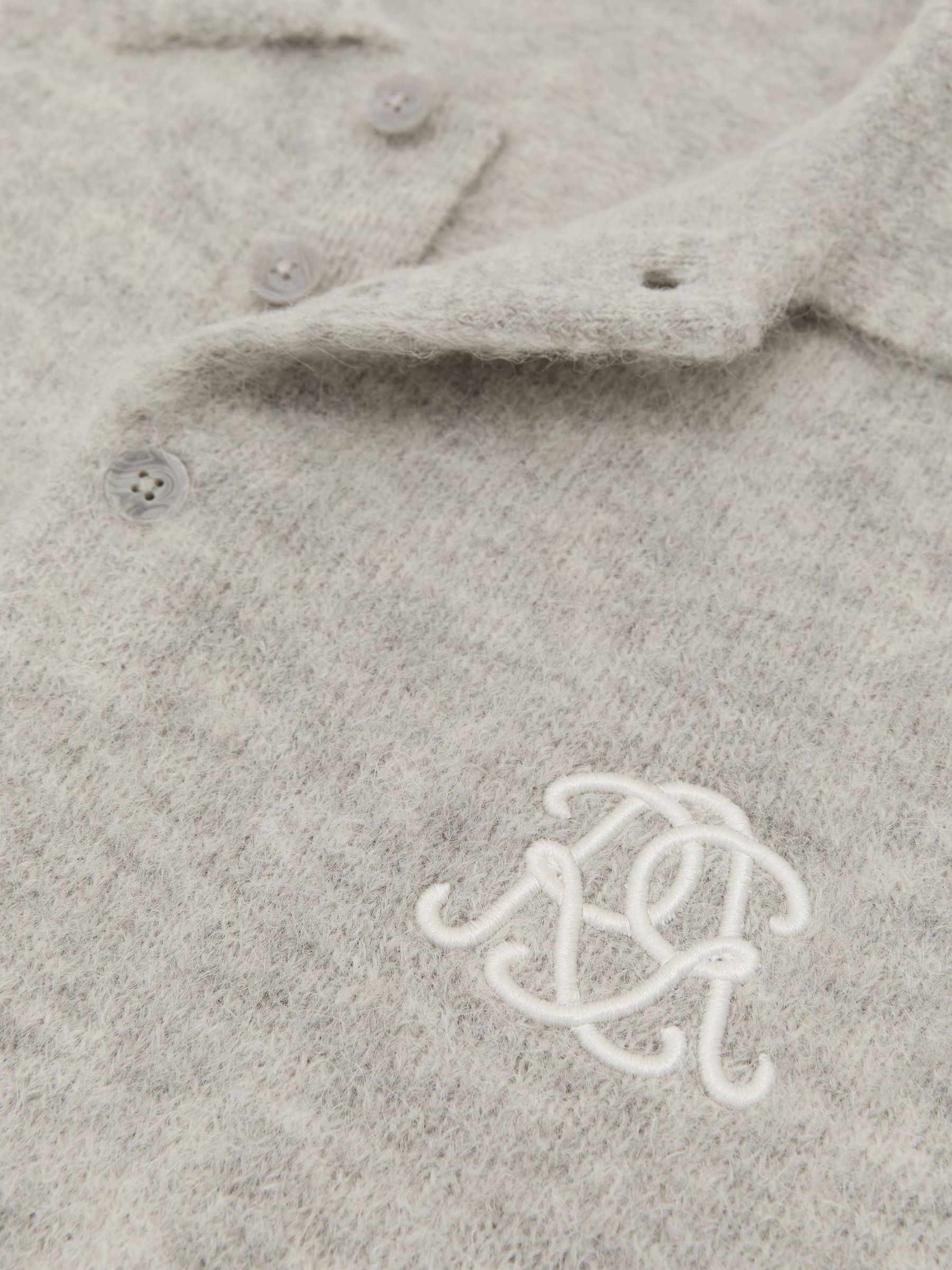 Monogram Brushed Wool-Blend Polo Jumper in Soft Grey - Image 7 of 7