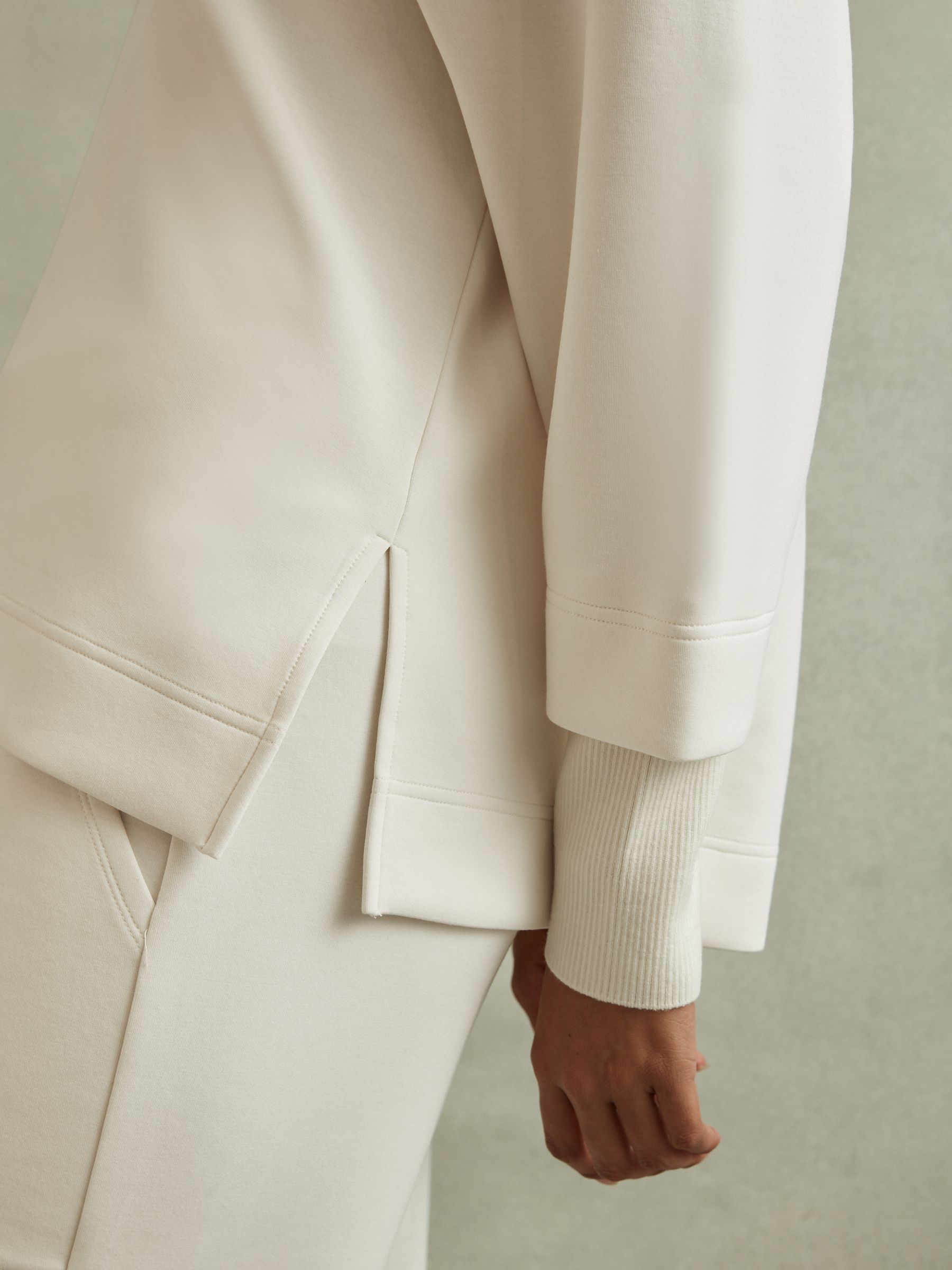 Interlock Open-Collar Sweatshirt in Cream - Image 3 of 5