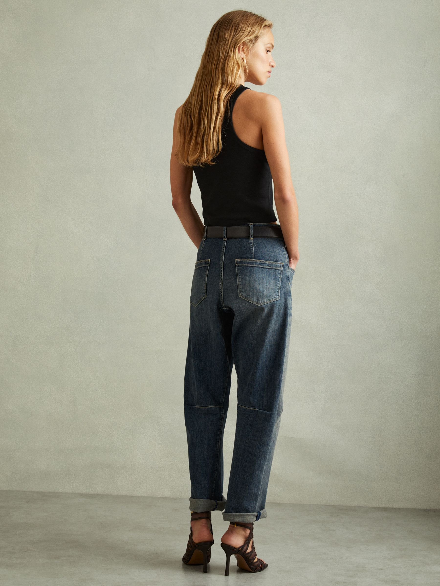 Ribbed Cotton Blend Cropped Vest in Black - Image 5 of 6