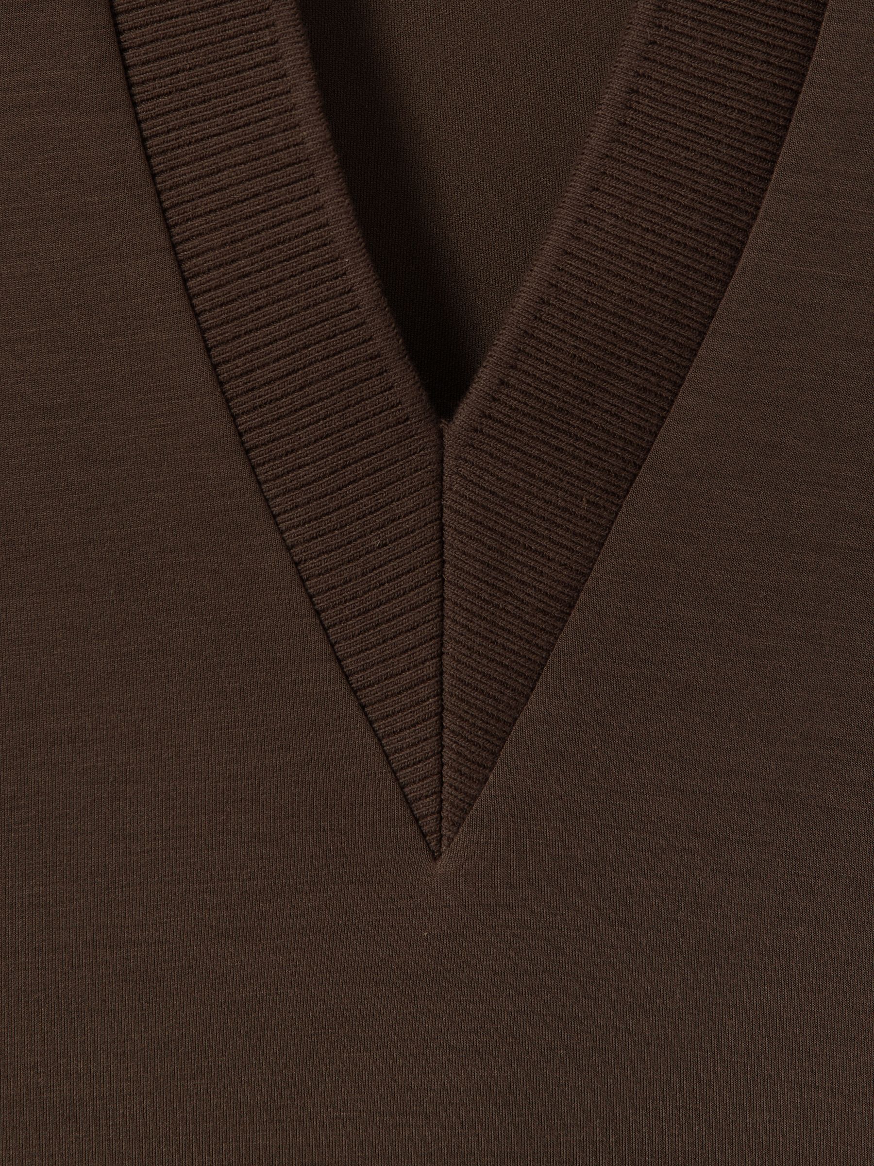Relaxed Open-Collar Jumper in Chocolate - Image 6 of 6