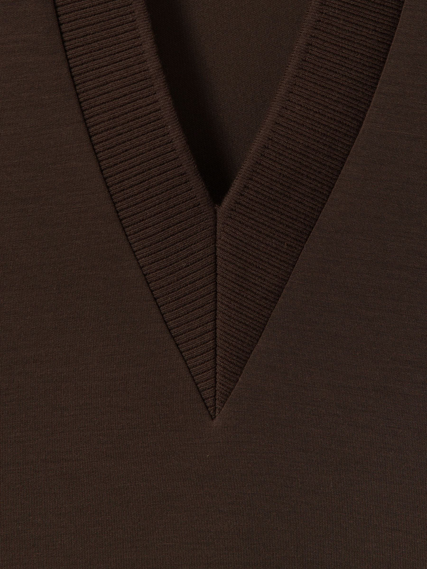 Premium Interlock Open-Collar Sweatshirt in Chocolate - image 3