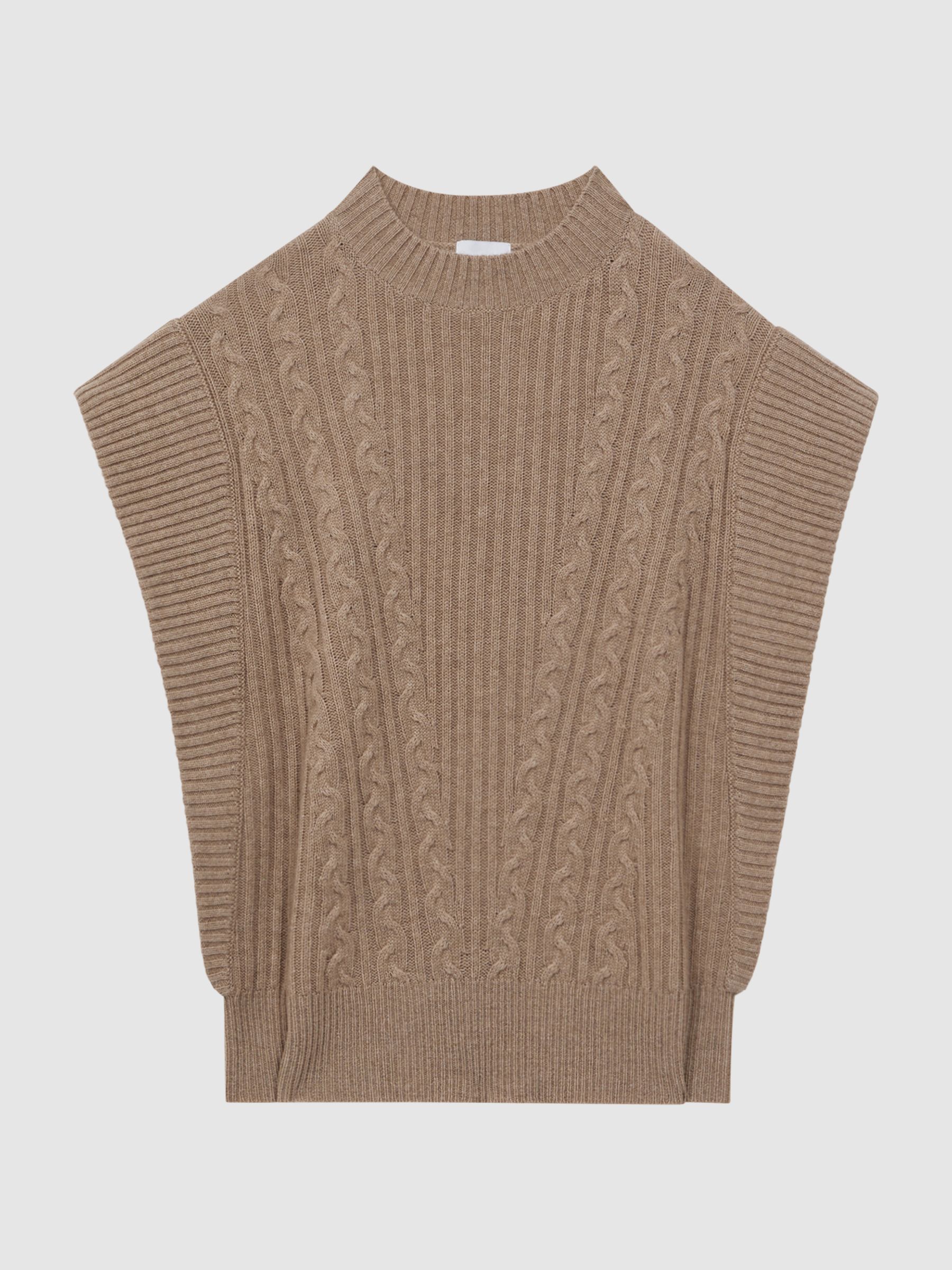 Madeleine Thompson Wool-Cashmere Crew Neck Vest in Oatmeal - Image 2 of 5