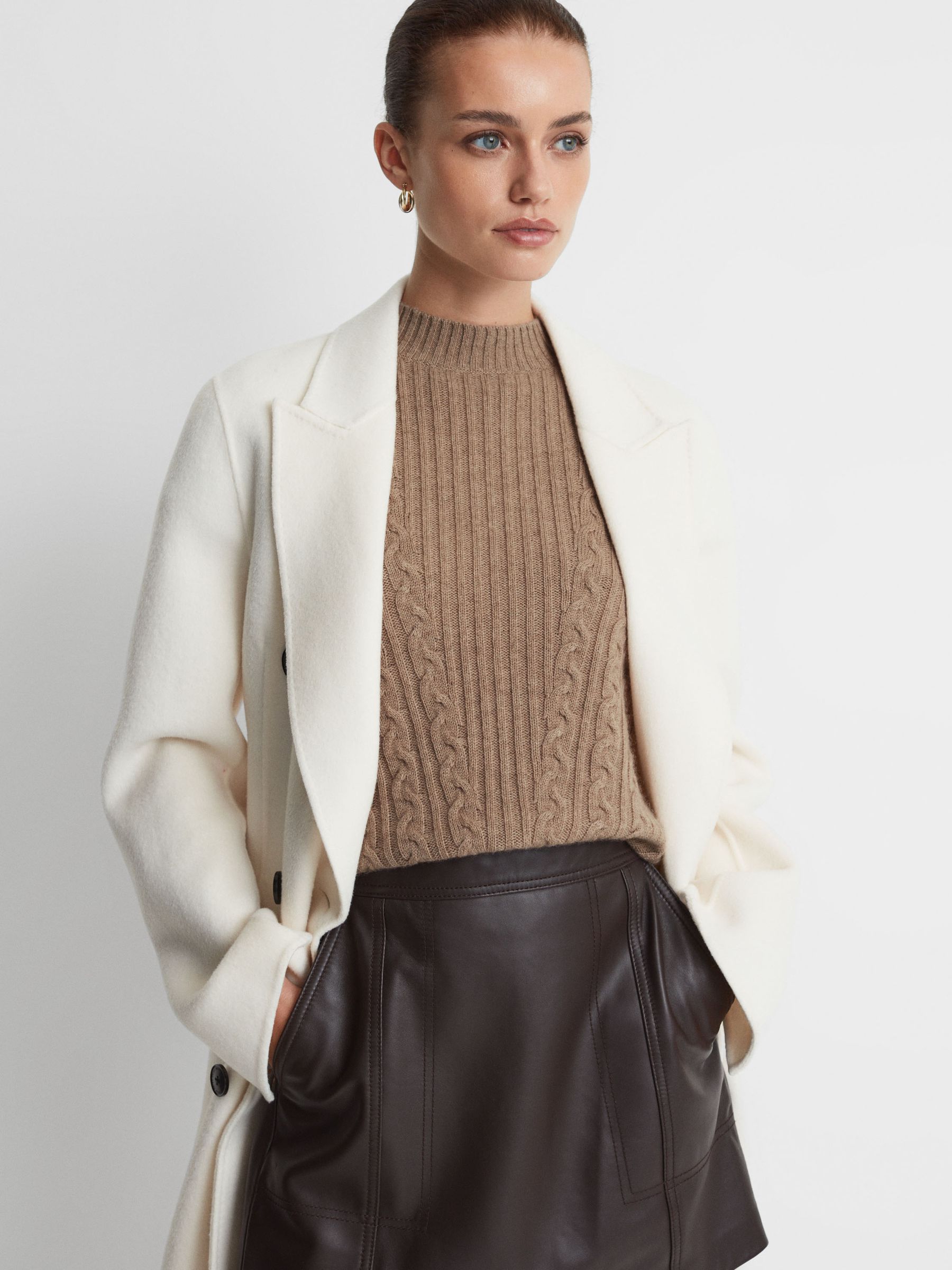 Madeleine Thompson Wool-Cashmere Crew Neck Vest in Oatmeal - Image 3 of 5