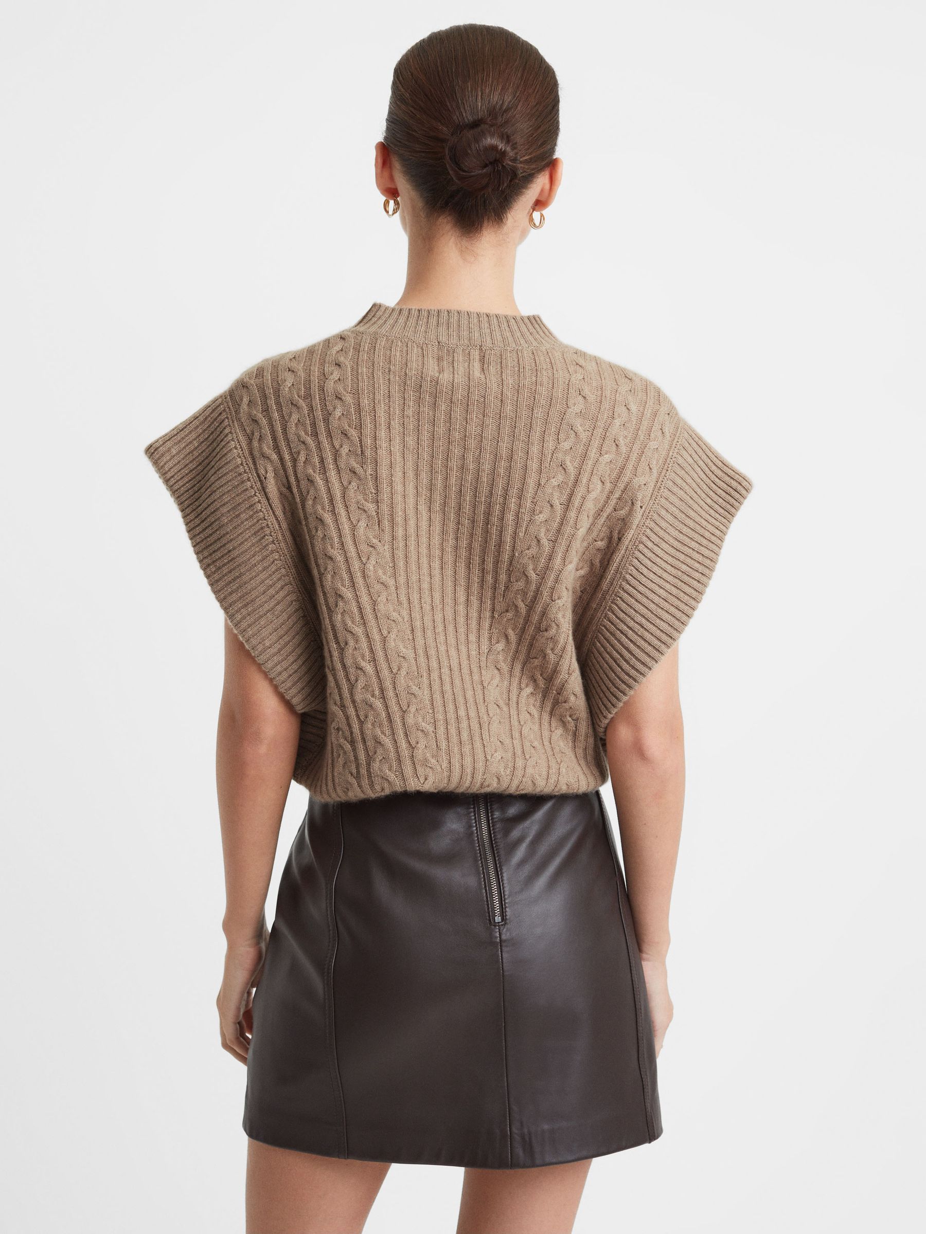 Madeleine Thompson Wool-Cashmere Crew Neck Vest in Oatmeal - Image 5 of 5