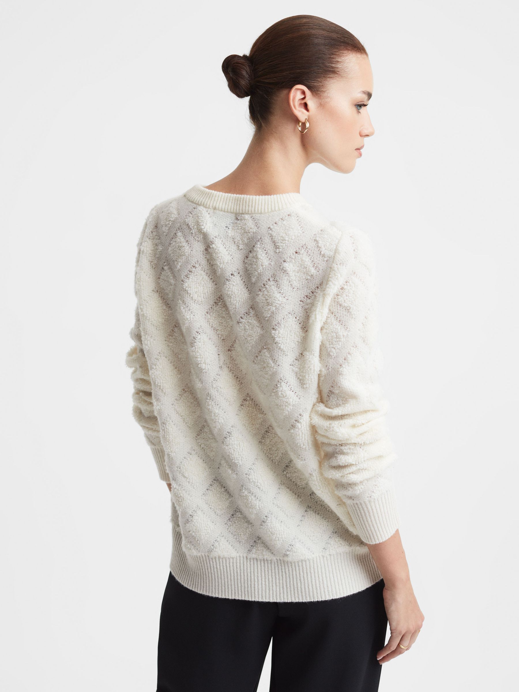 Madeleine Thompson Wool-Cashmere Textured Crew Neck Jumper in Cream - Image 5 of 5