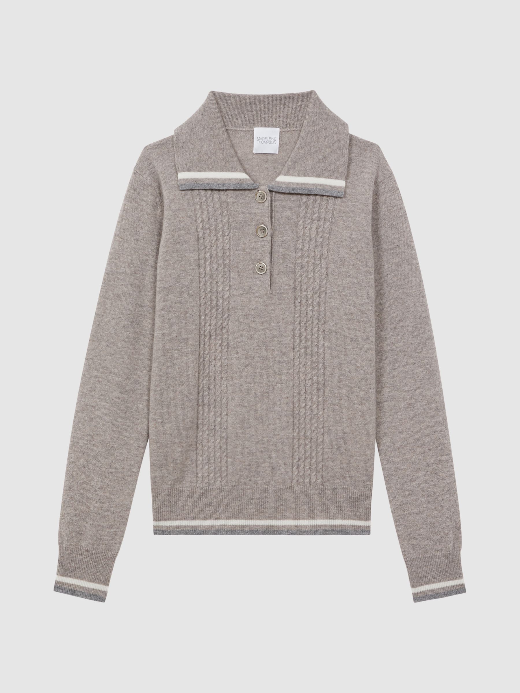 Madeleine Thompson Wool-Cashmere Polo Jumper in Dark Oatmeal - Image 5 of 5