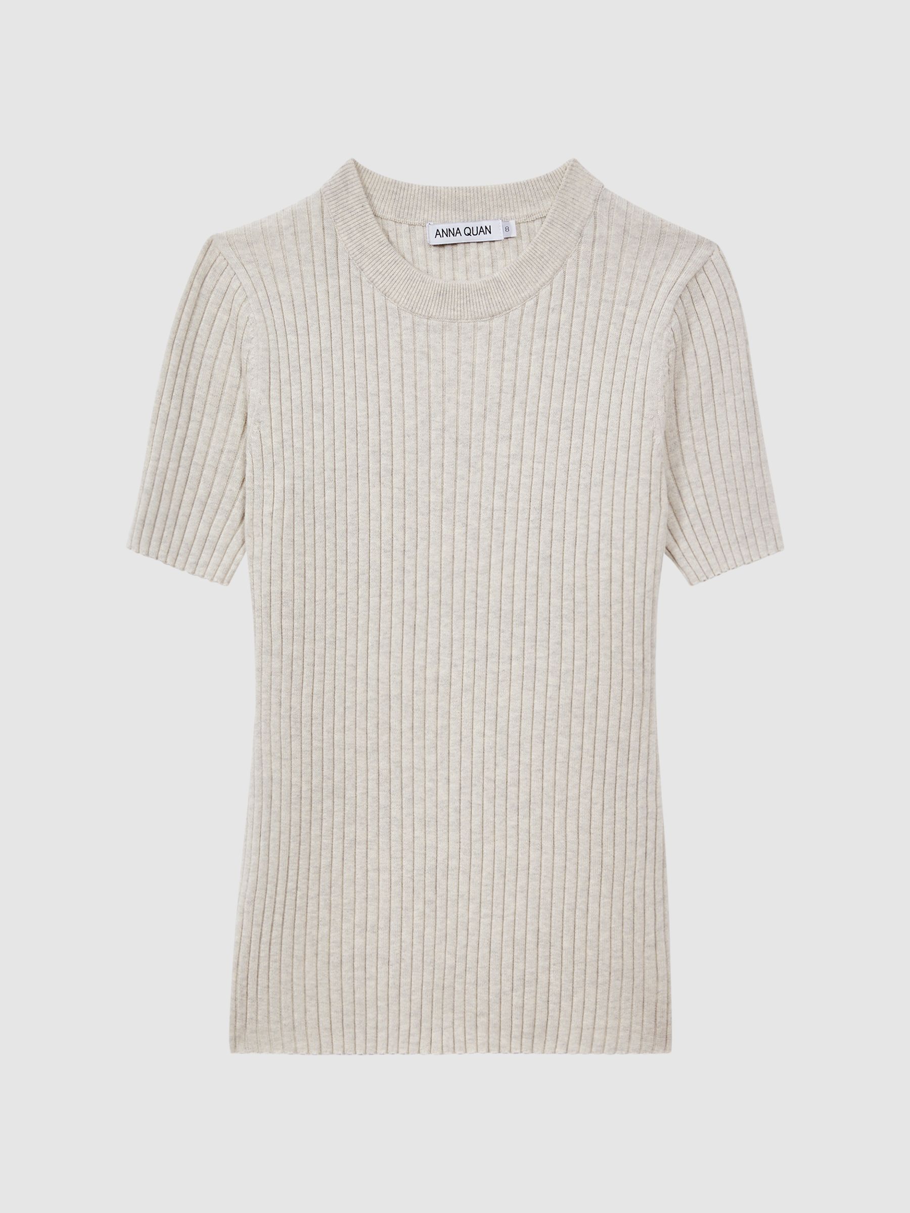 Anna Quan Cotton Ribbed T-Shirt in Ecru - Image 2 of 6