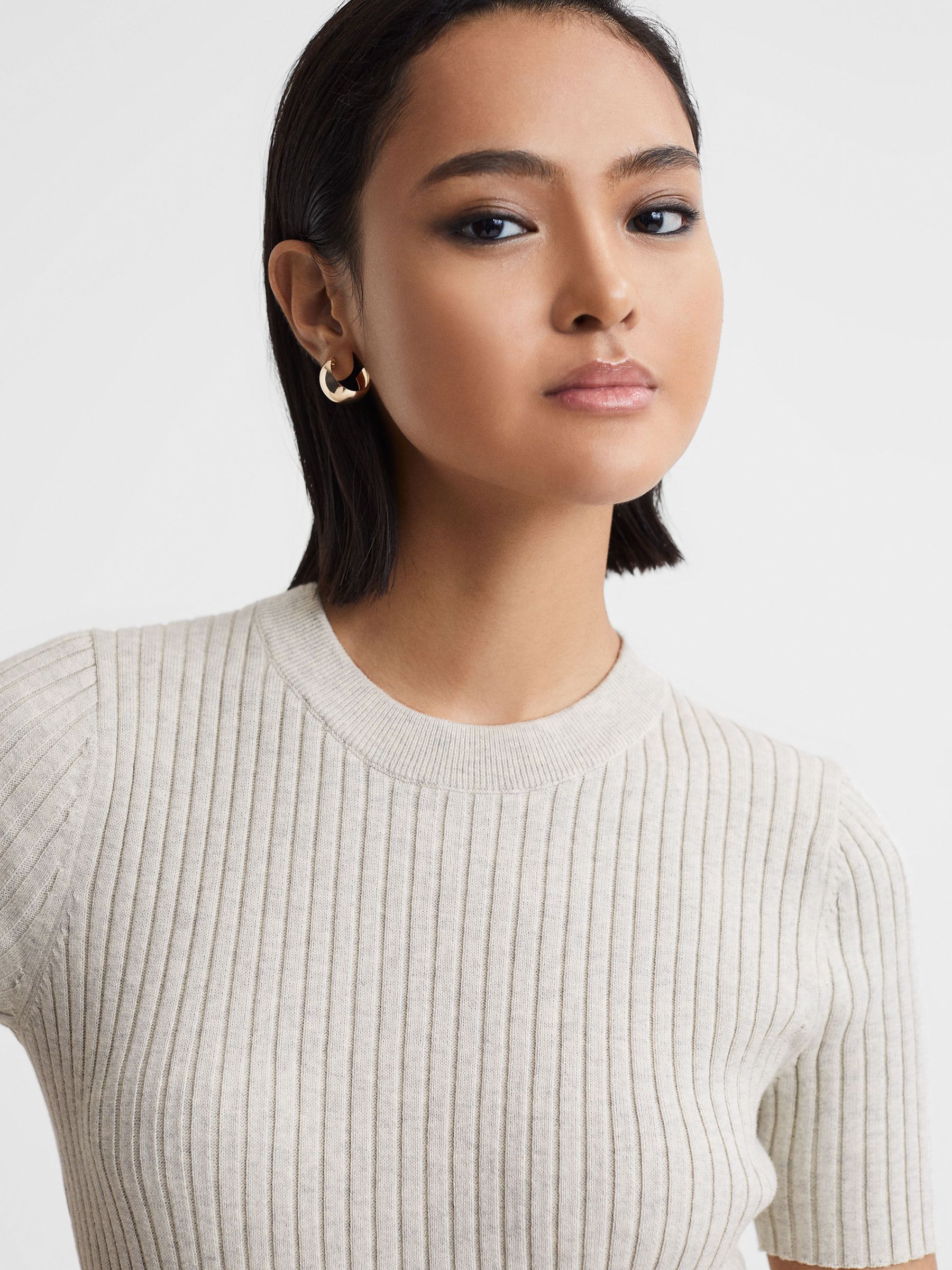 Anna Quan Cotton Ribbed T-Shirt in Ecru - Image 4 of 6