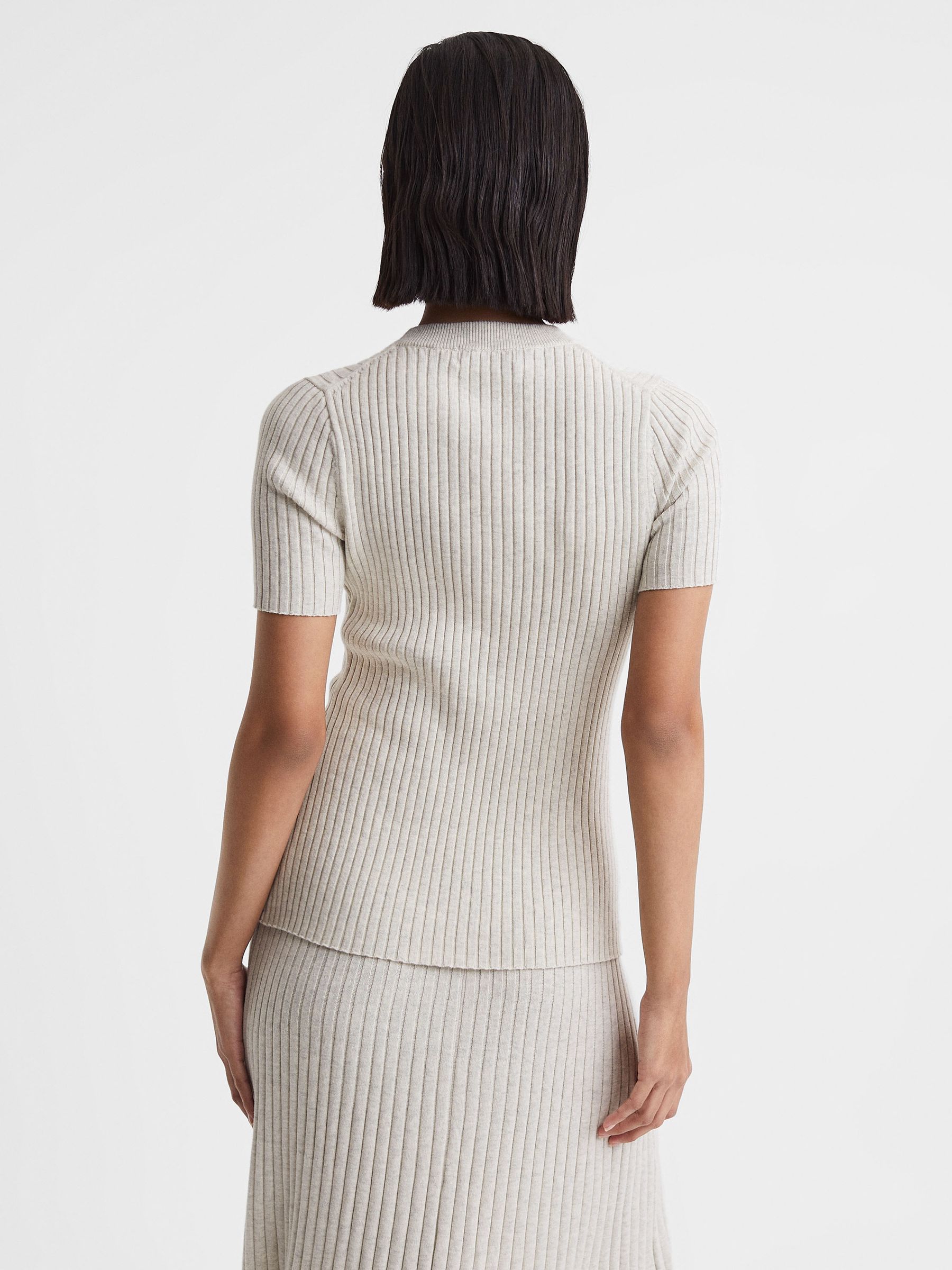 Anna Quan Cotton Ribbed T-Shirt in Ecru - Image 5 of 6