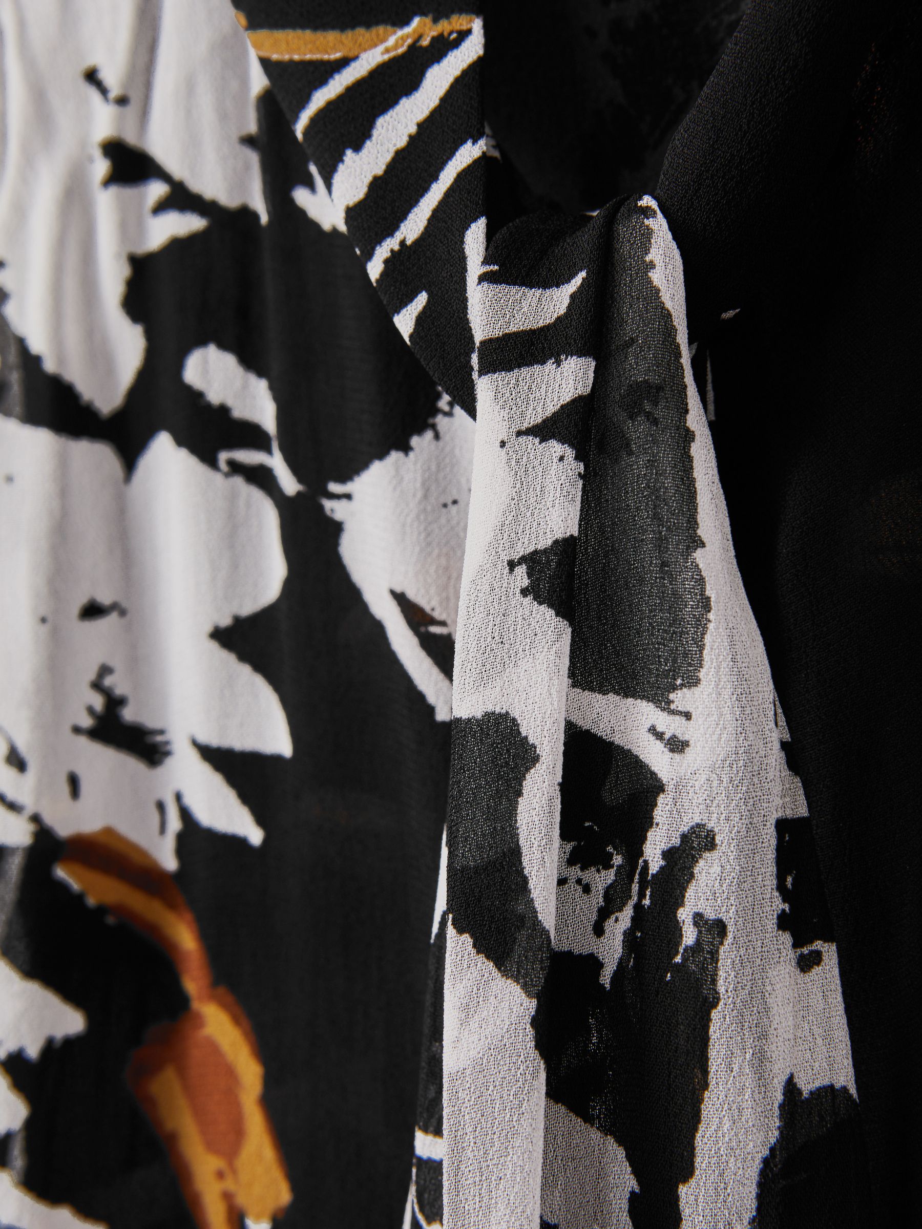 Floral Print Tie Neck Blouse in Black - Image 5 of 5