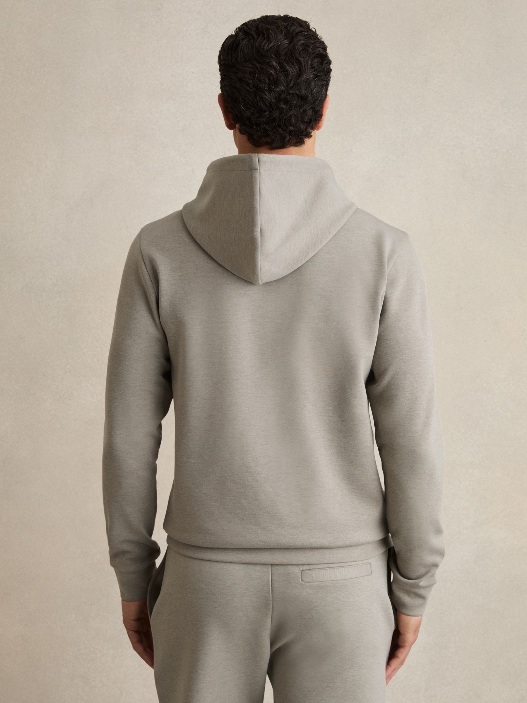 Interlock Jersey Drawstring Hoodie in Taupe - Image 6 of 8