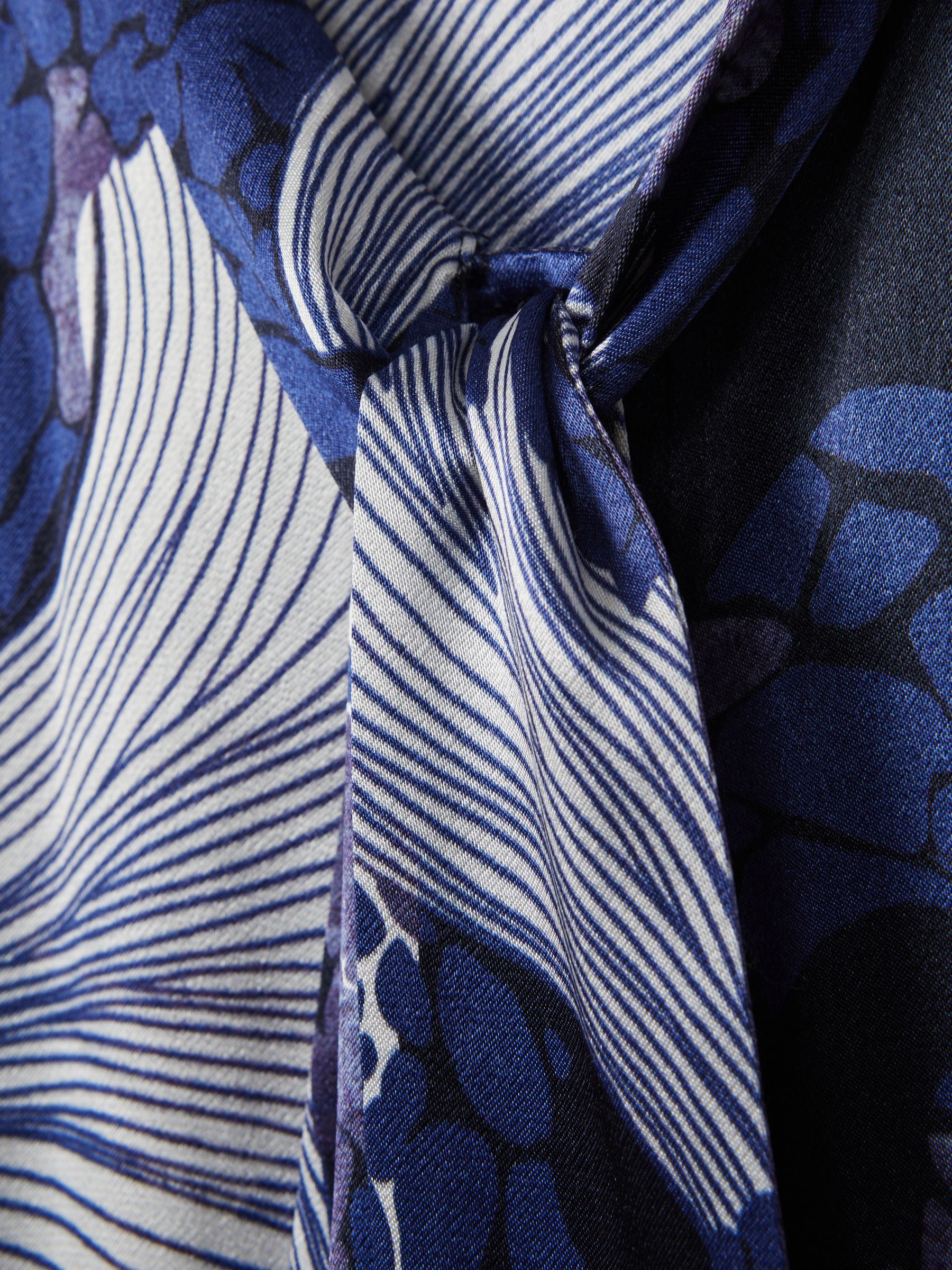 Satin Tie Neck Blouse in Blue - Image 6 of 6