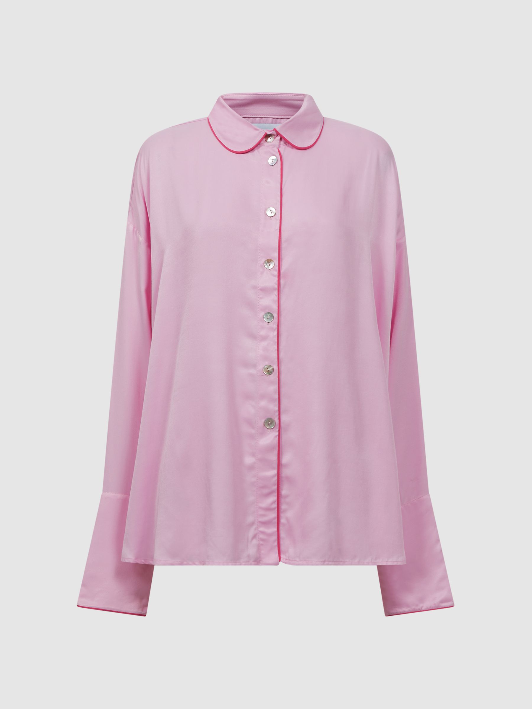 Sleeper Relaxed Button-Through Shirt in Bubblegum - Image 2 of 6
