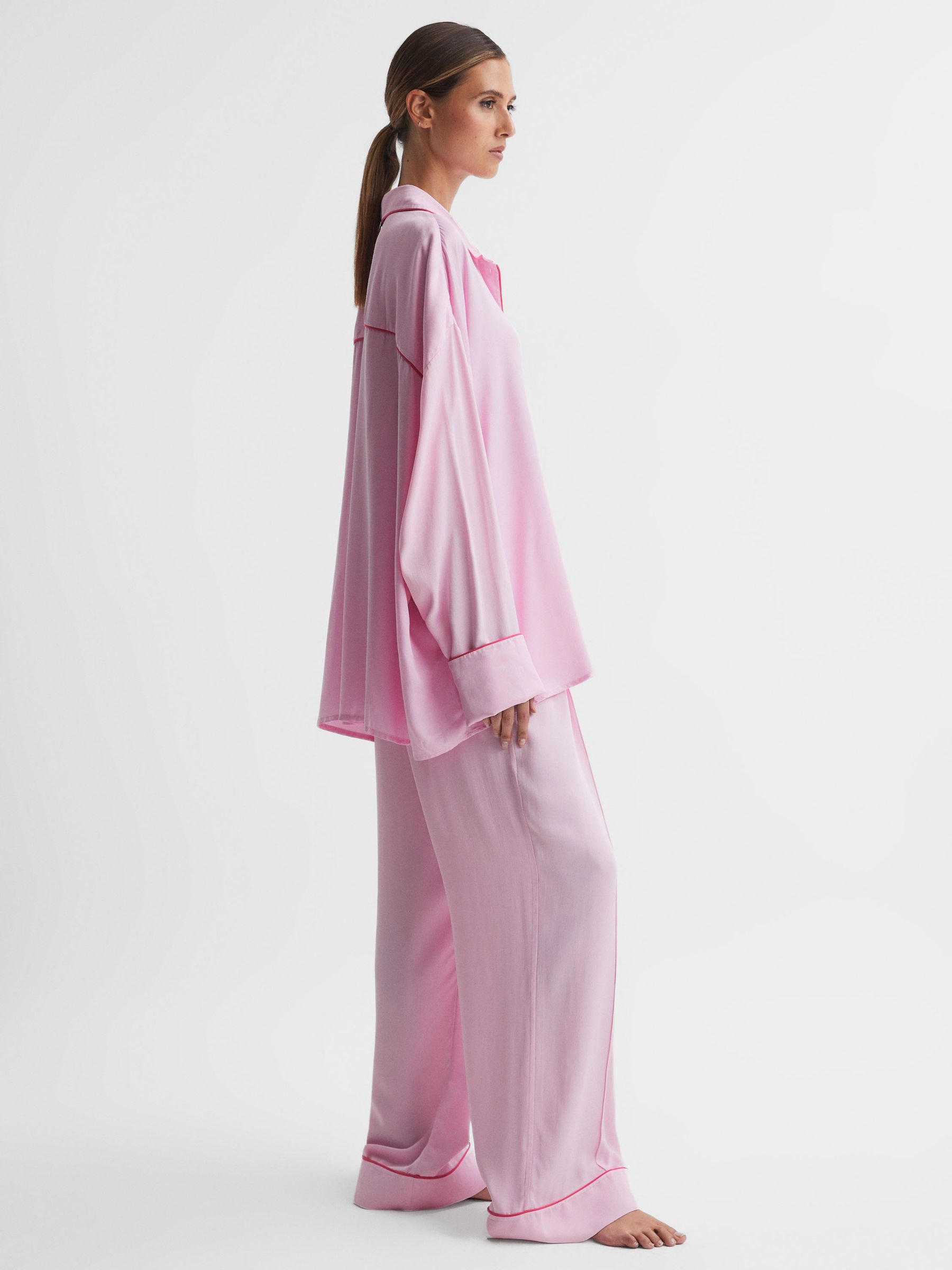 Sleeper Relaxed Button-Through Shirt in Bubblegum - Image 4 of 6