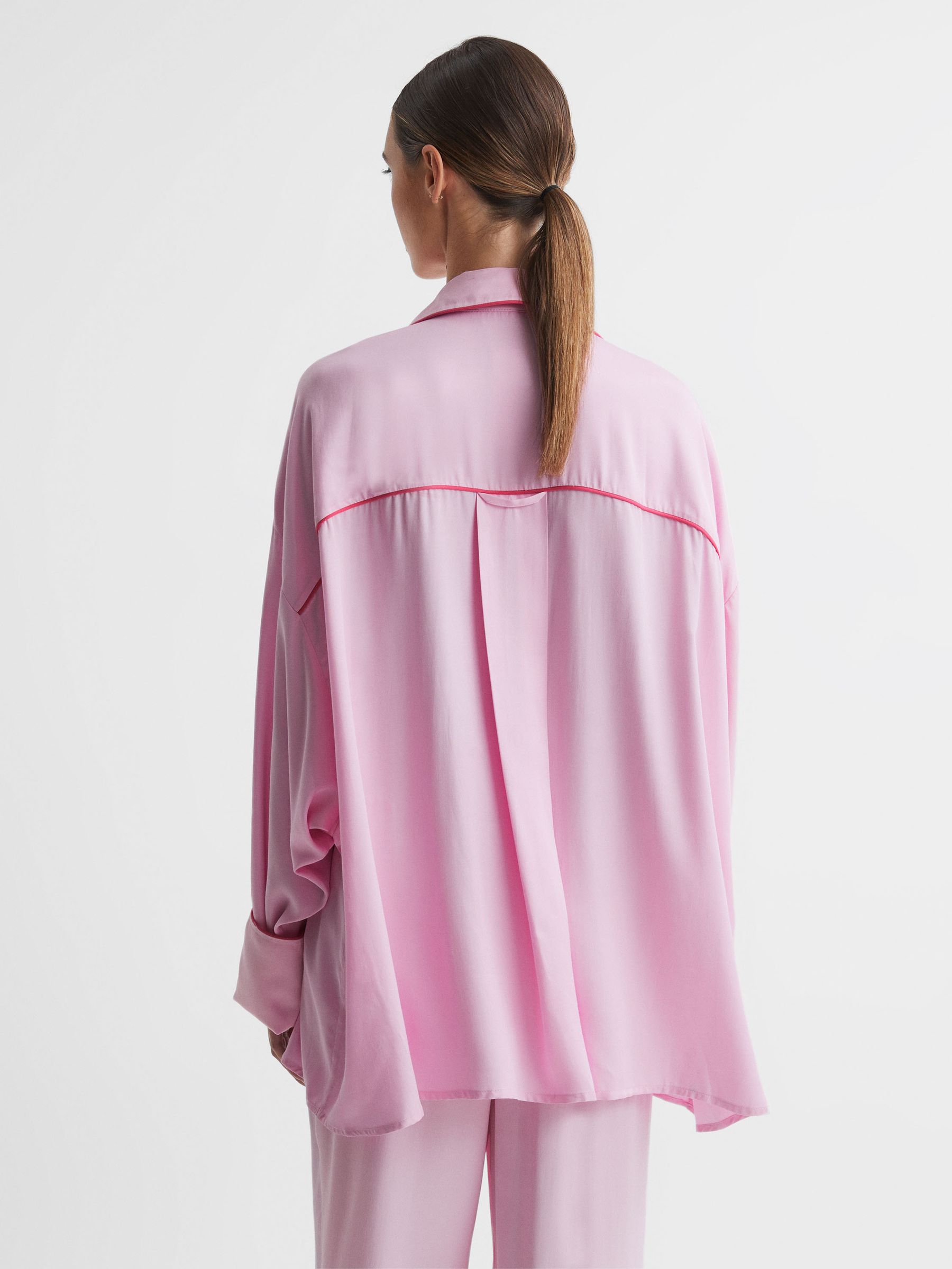 Sleeper Relaxed Button-Through Shirt in Bubblegum - Image 5 of 6