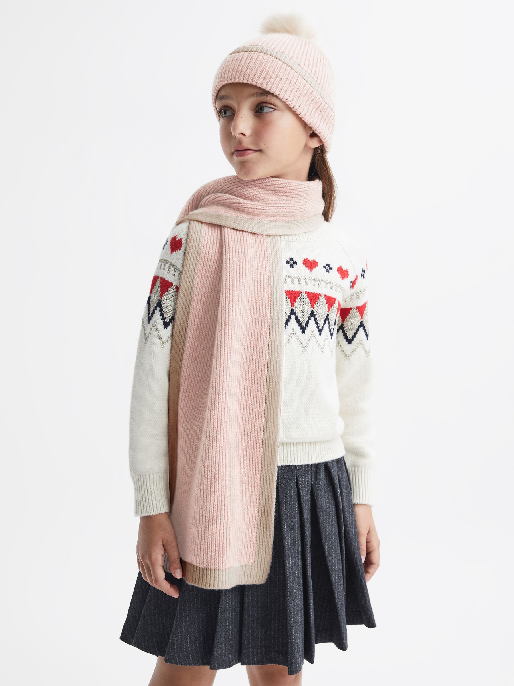Wool Ribbed Scarf in Pink - Image 2 of 4