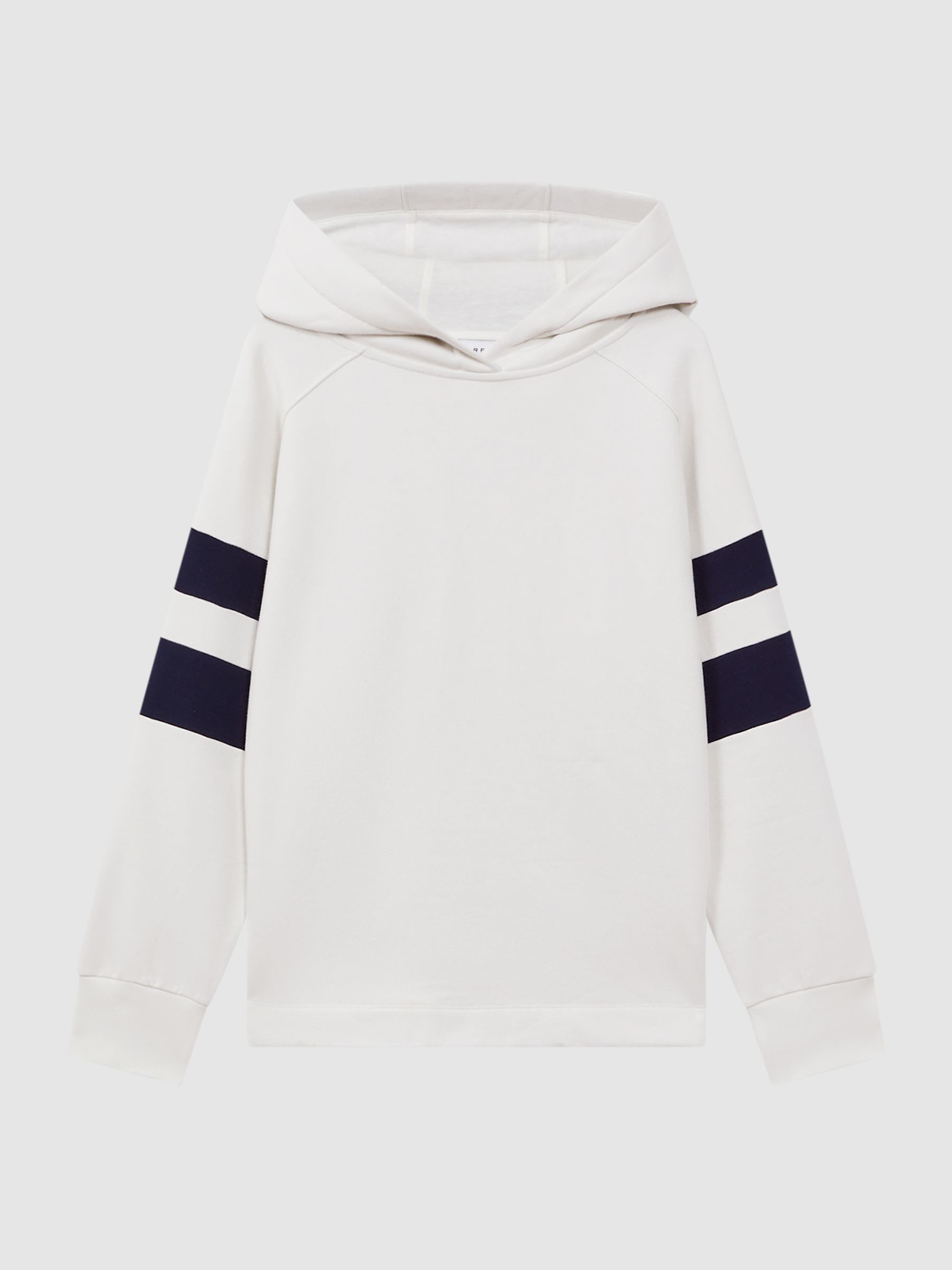 Cotton Blend Striped Hoodie in Neutral/Navy - Image 2 of 5