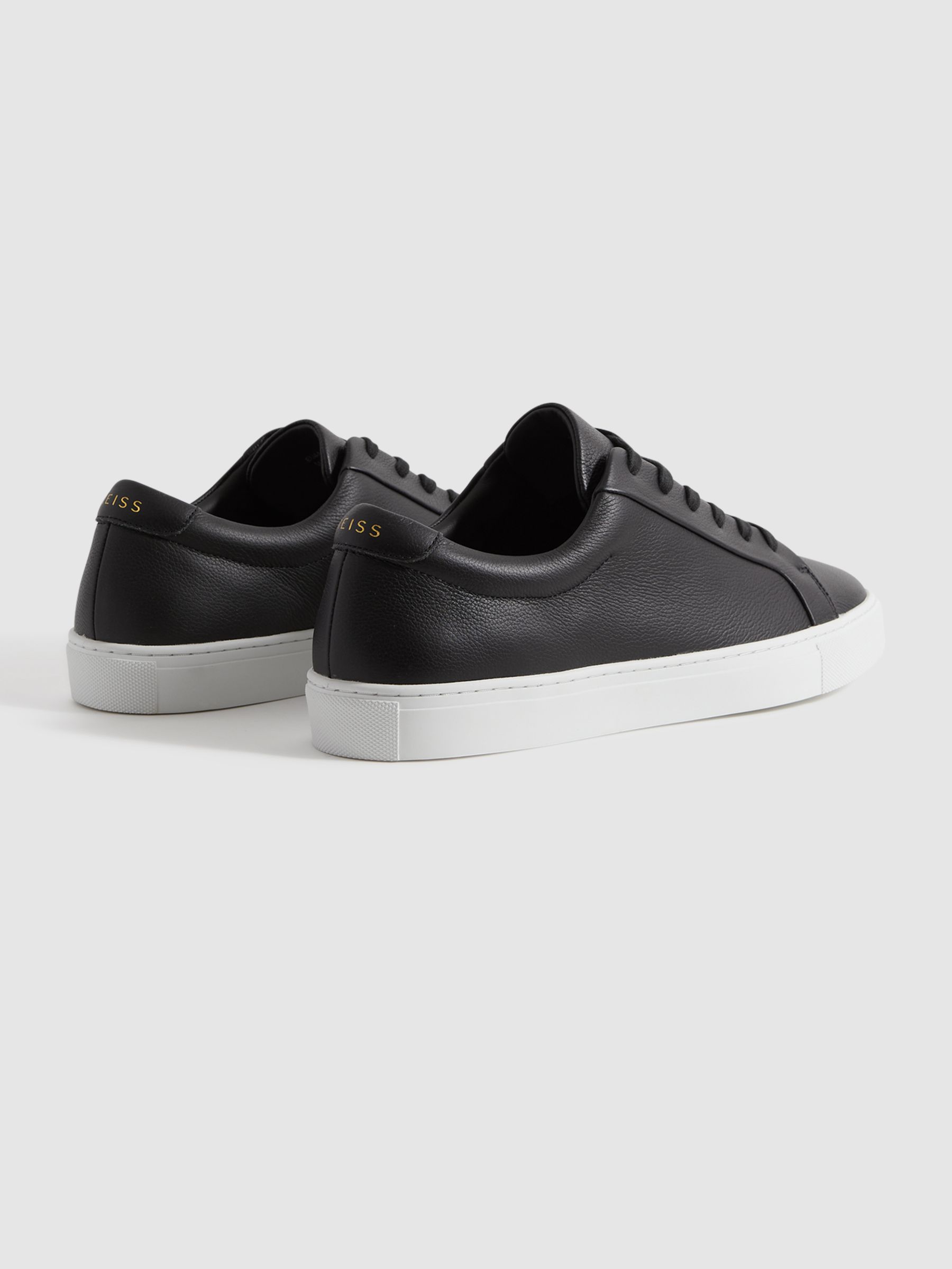 Grained Leather Trainers in Black - Image 4 of 5