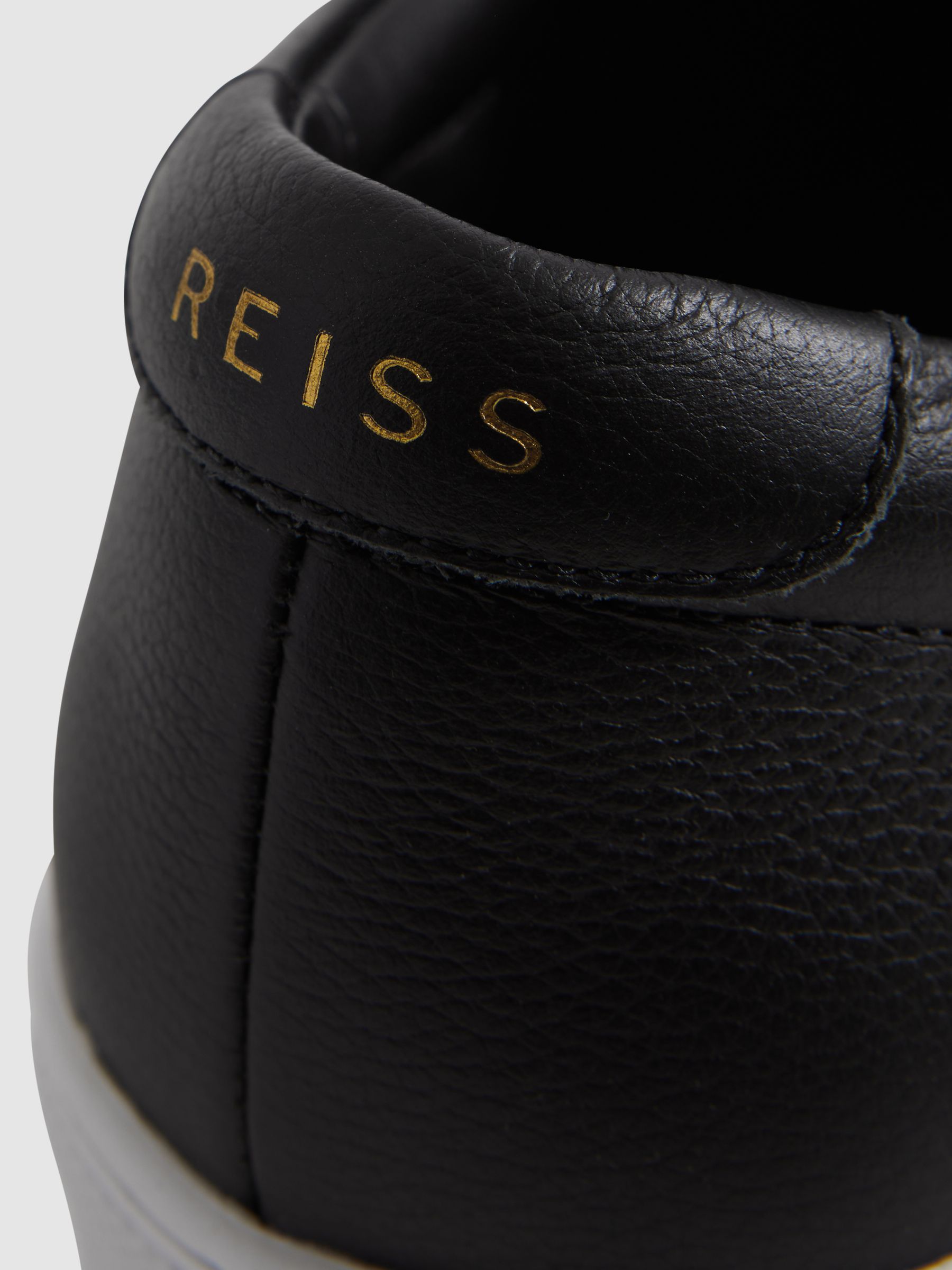 Grained Leather Trainers in Black - Image 5 of 5