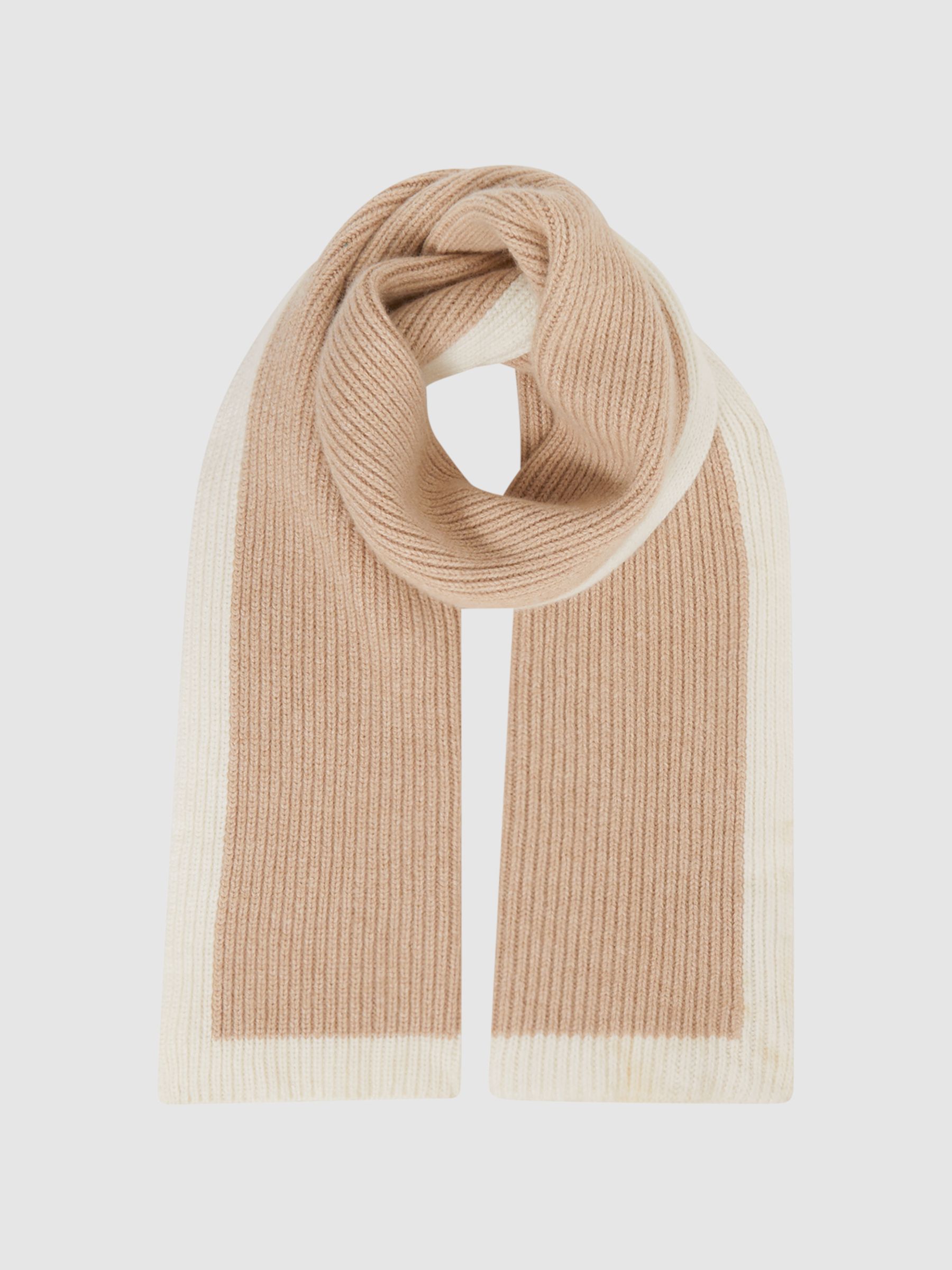 Wool Ribbed Scarf in Camel - Image 4 of 5