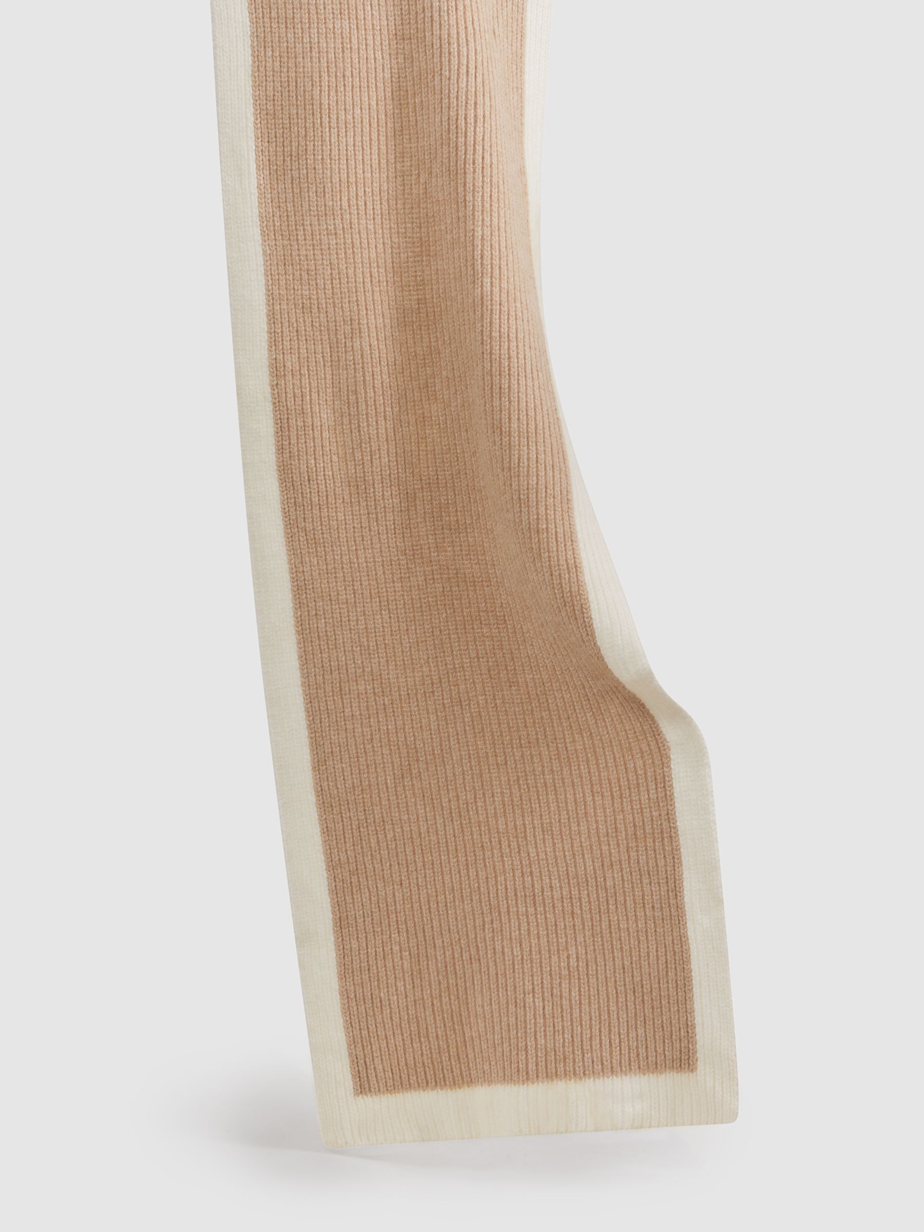 Wool Ribbed Scarf in Camel - Image 5 of 5