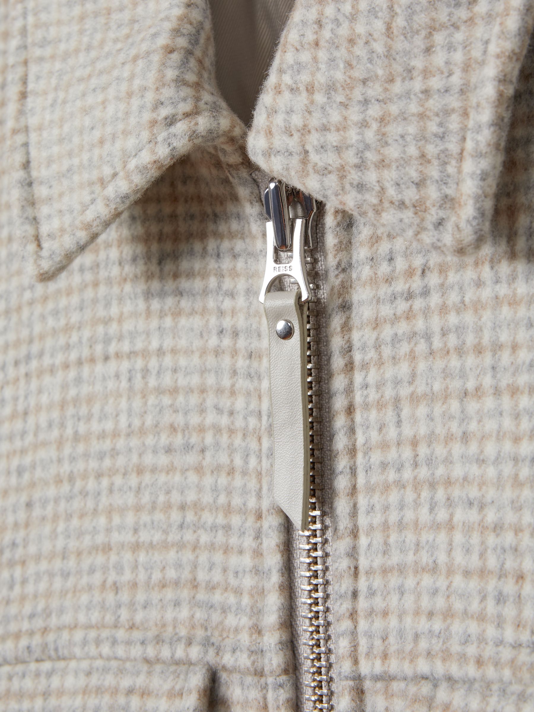 Brushed Wool Blend Zip-Through Jacket in Oatmeal - Image 6 of 6