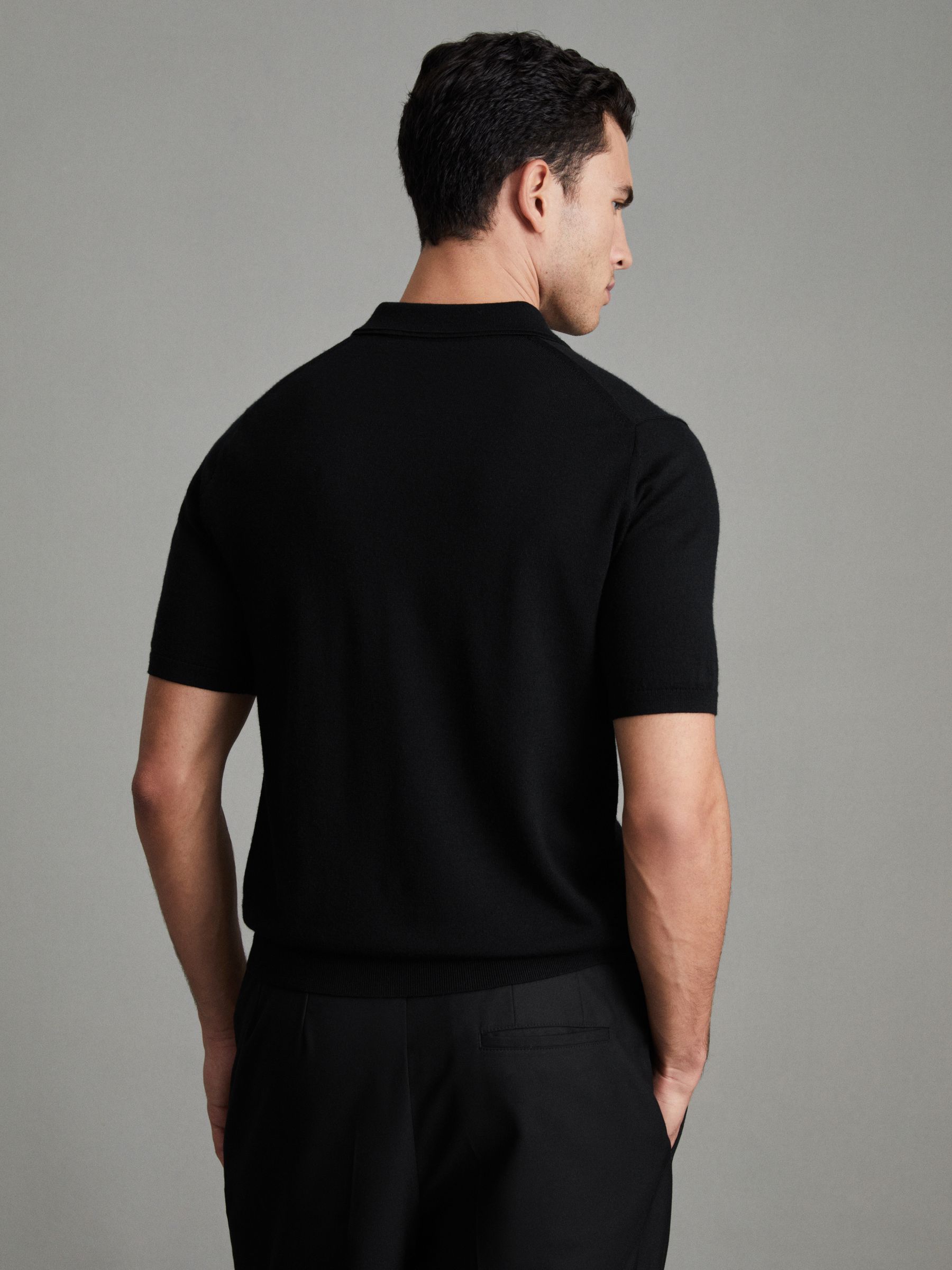 Maxwell Black/Gunmetal Merino Wool Half-Zip Polo Shirt - Image 4 of 6