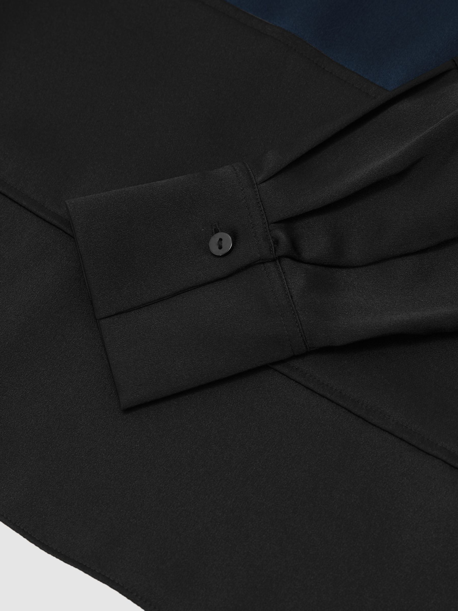 Atelier Silk Colour-Block High-Neck Blouse in Navy/Black - Image 6 of 6