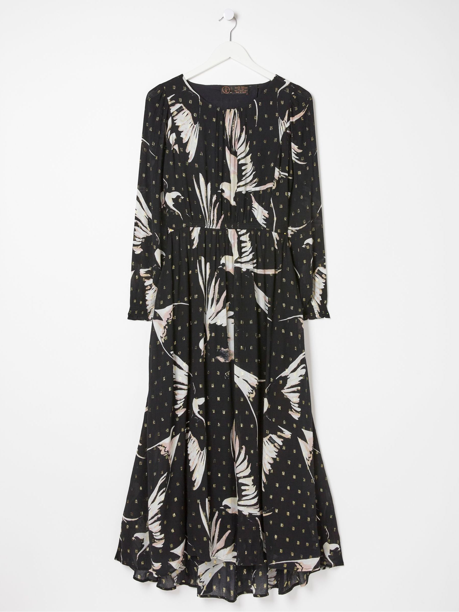 Black Elaine Swallow Print Midi Dress - Image 6 of 6