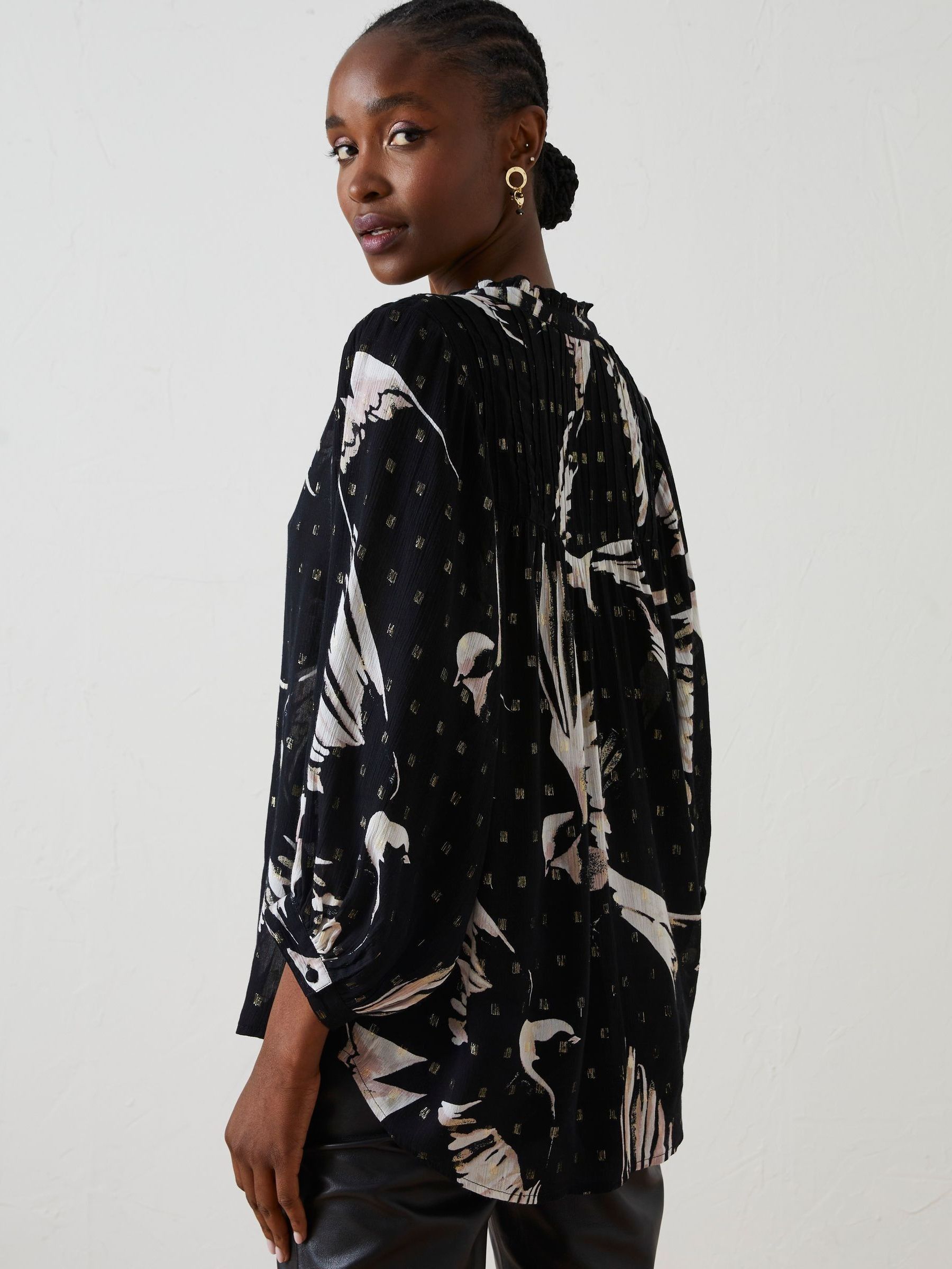 Black Evelyn Swallow Print Blouse - Image 2 of 5