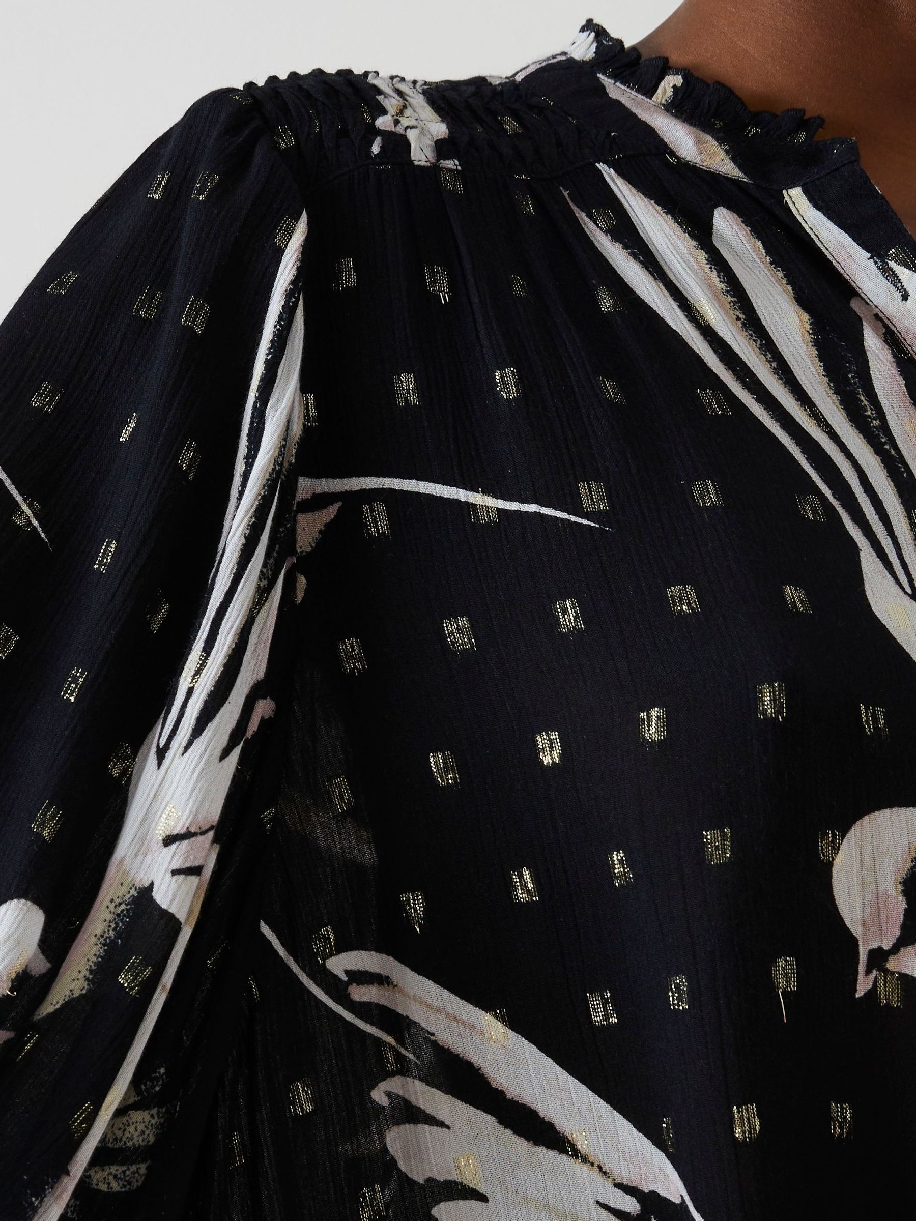 Black Evelyn Swallow Print Blouse - Image 4 of 5
