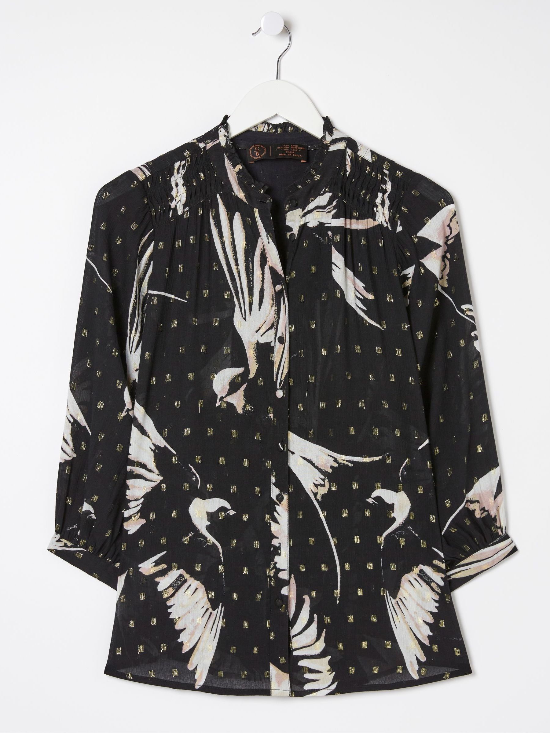 Black Evelyn Swallow Print Blouse - Image 5 of 5