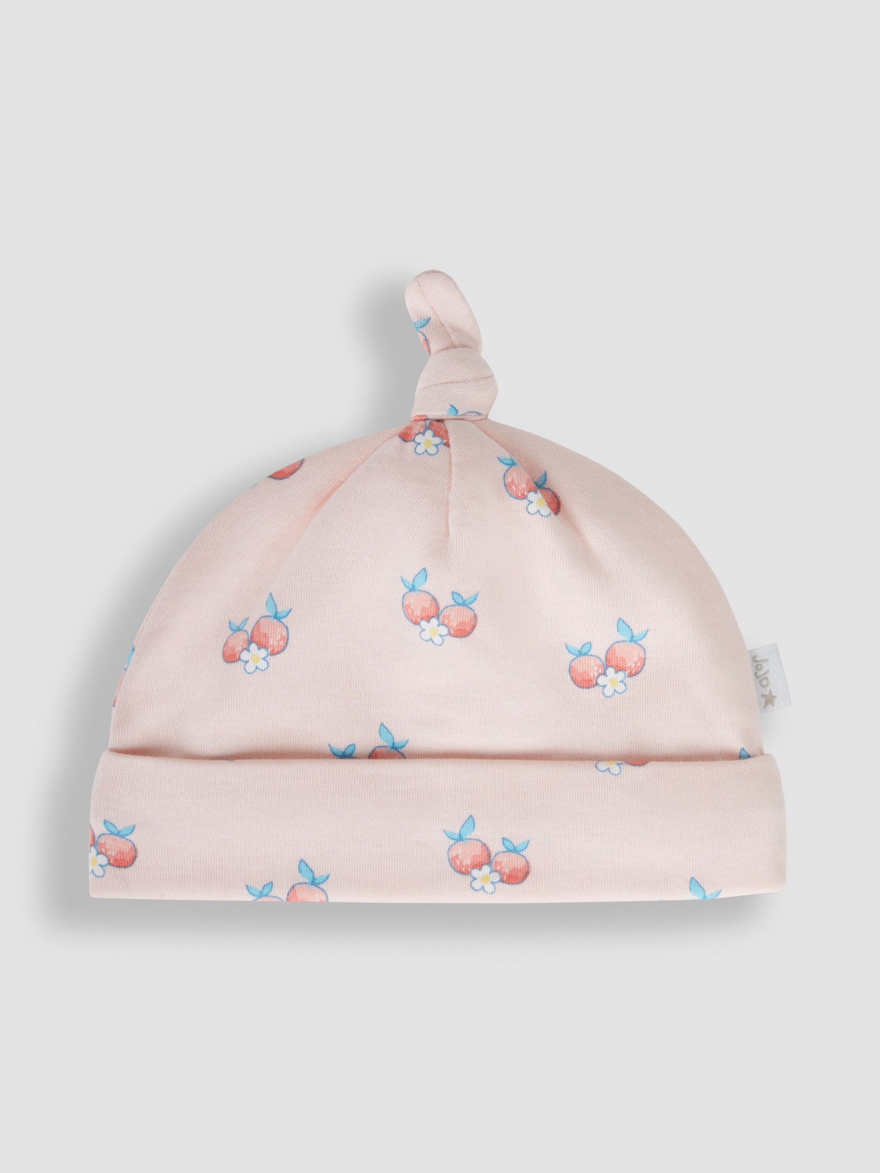 Coral Fruit & Daisy Print Cotton Baby Hat - Image 1 of 3