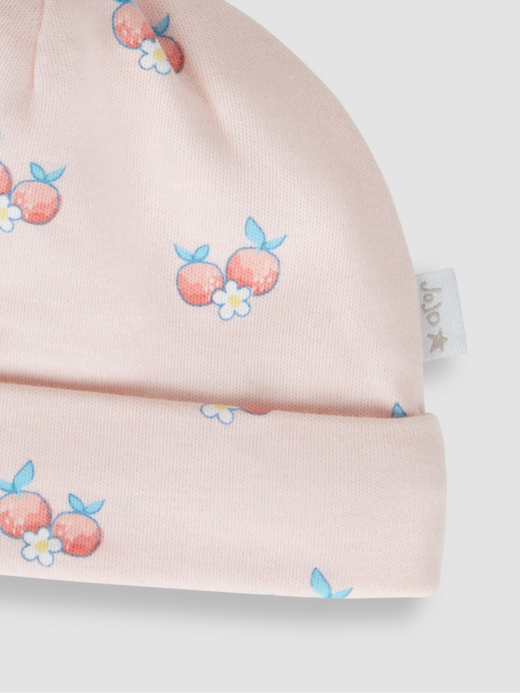 Coral Fruit & Daisy Print Cotton Baby Hat - Image 2 of 3