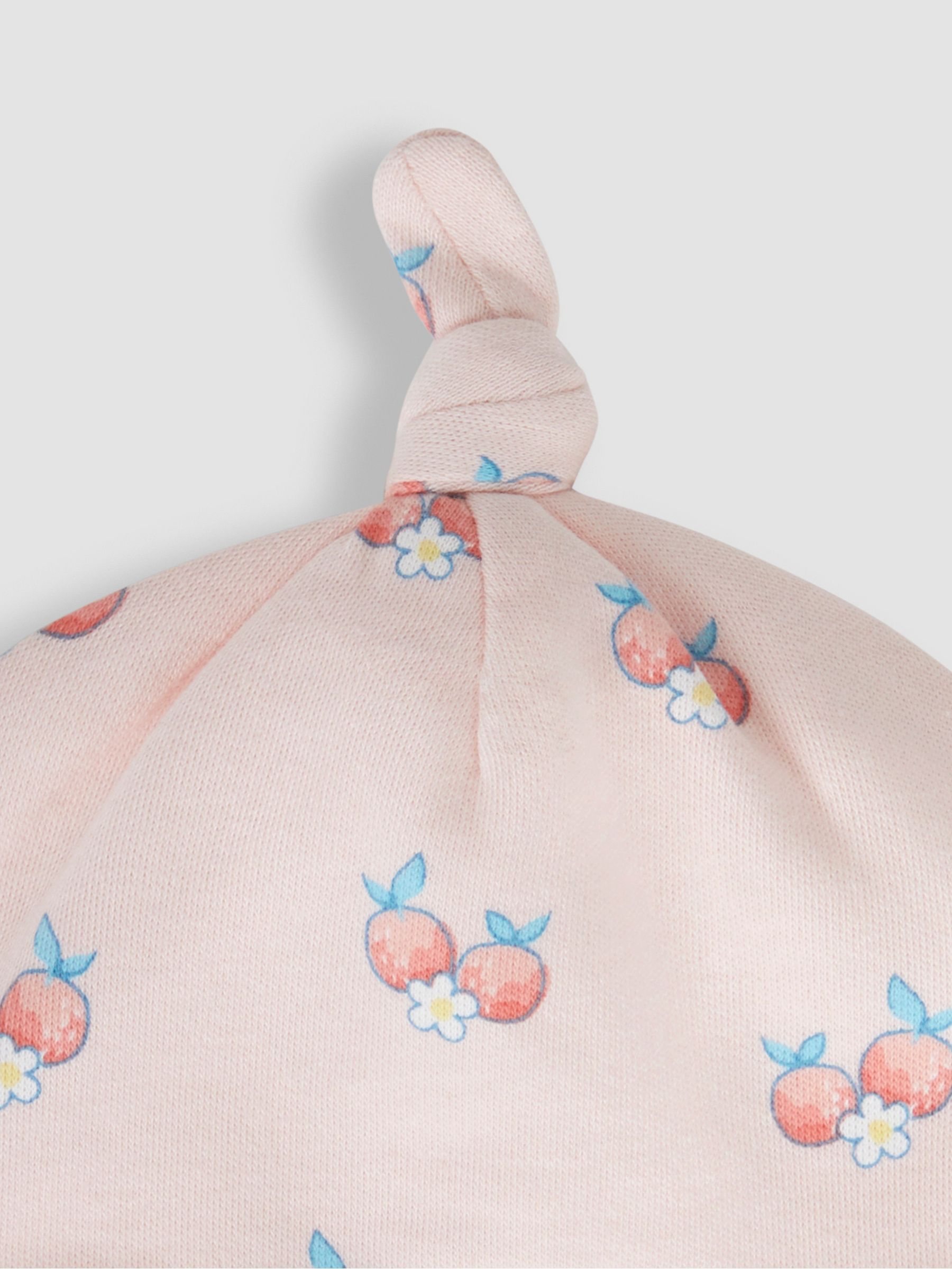 Coral Fruit & Daisy Print Cotton Baby Hat - Image 3 of 3