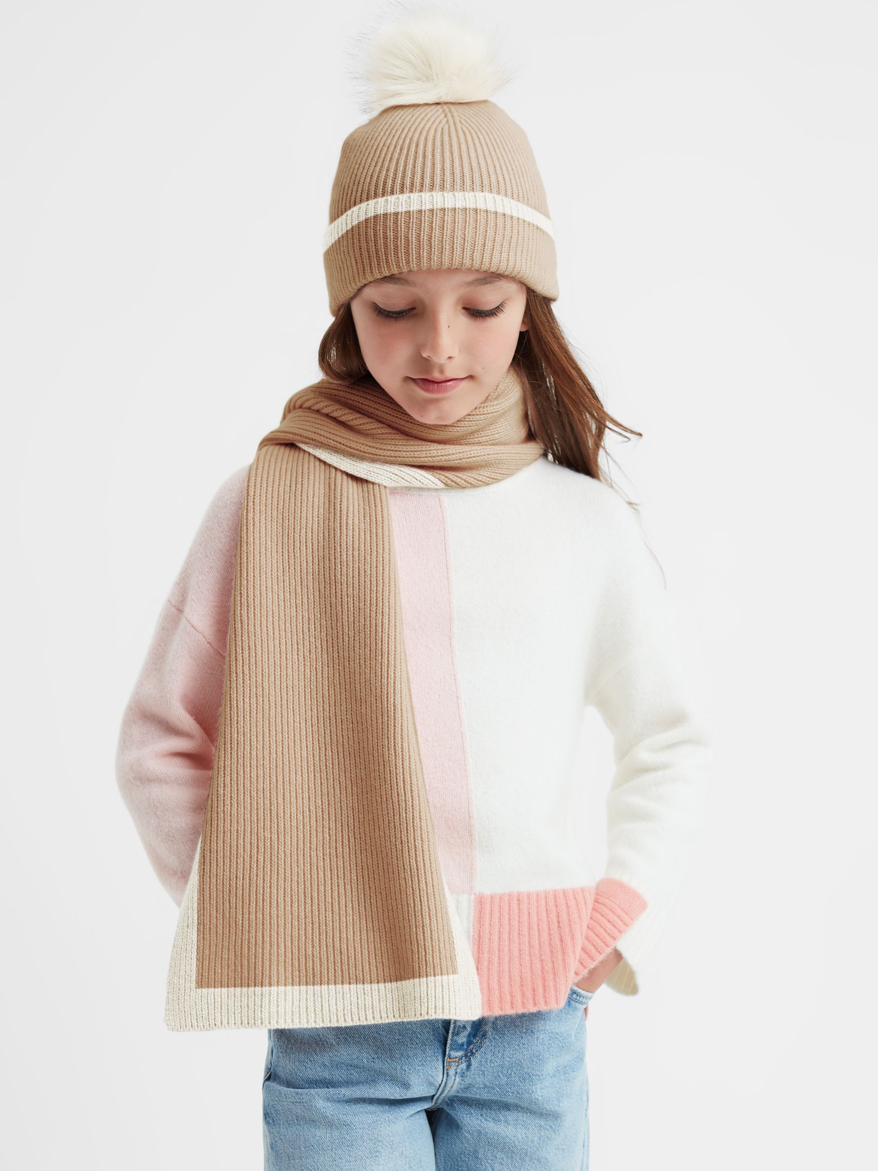 Wool Ribbed Pom-Pom Hat in Camel - Image 3 of 5