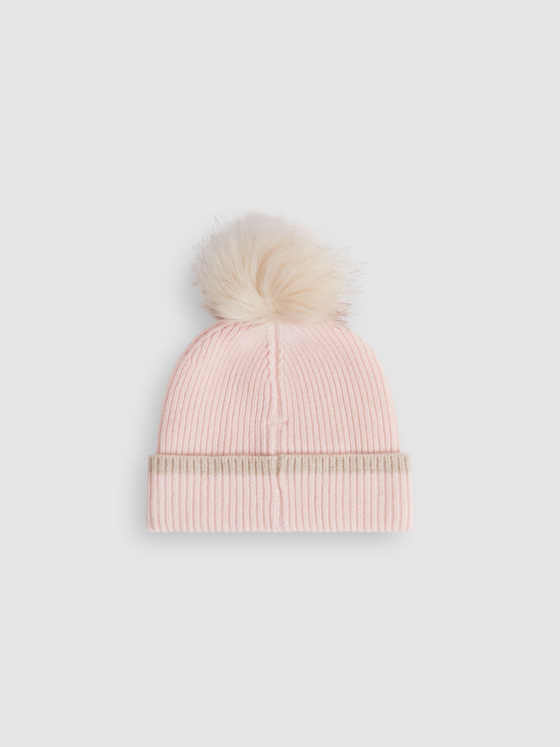 Wool Ribbed Pom-Pom Hat in Pink - Image 3 of 4