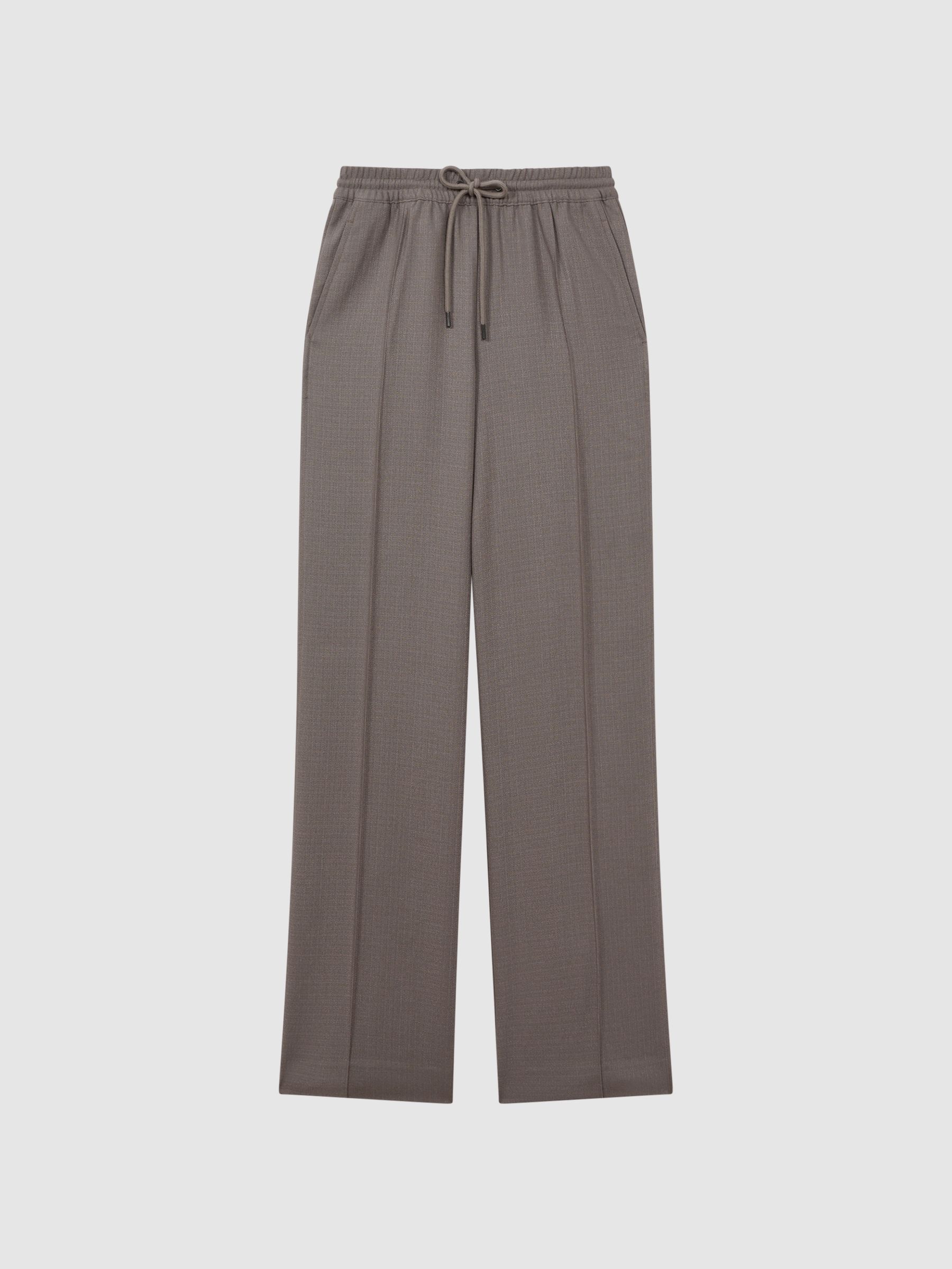Drawstring Wide Leg Trousers in Mink - image 1