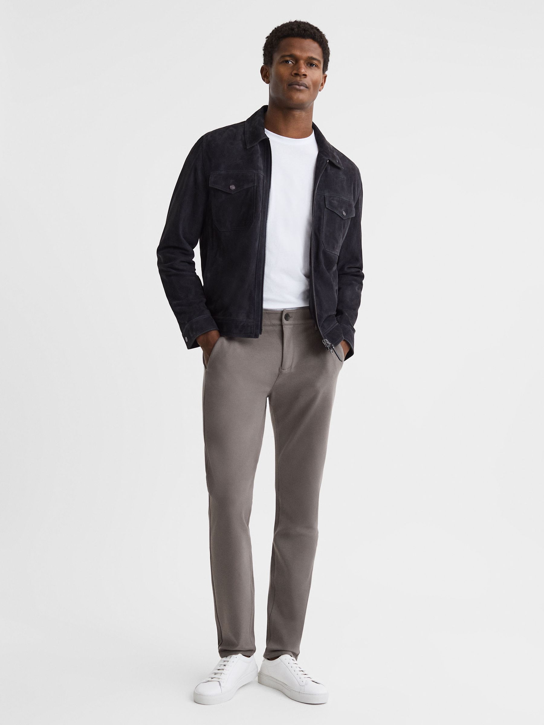 Paige Mid Rise Trousers in Dark Taupe - Image 3 of 6