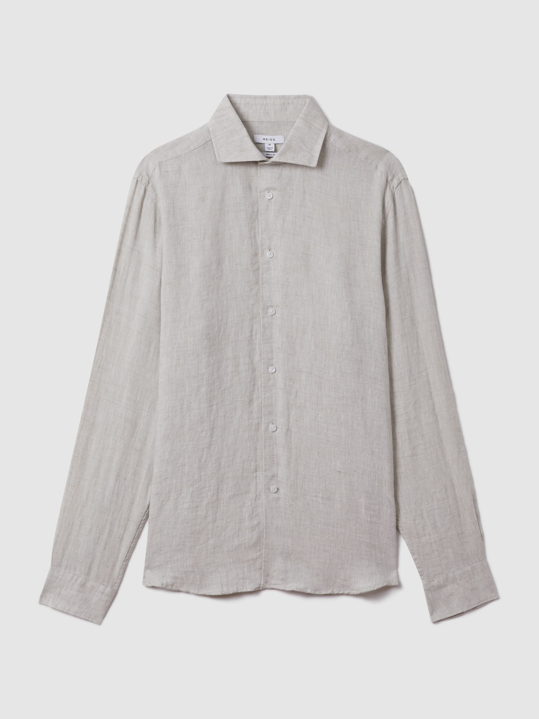 Linen Button-Through Shirt in Stone - Image 2 of 5