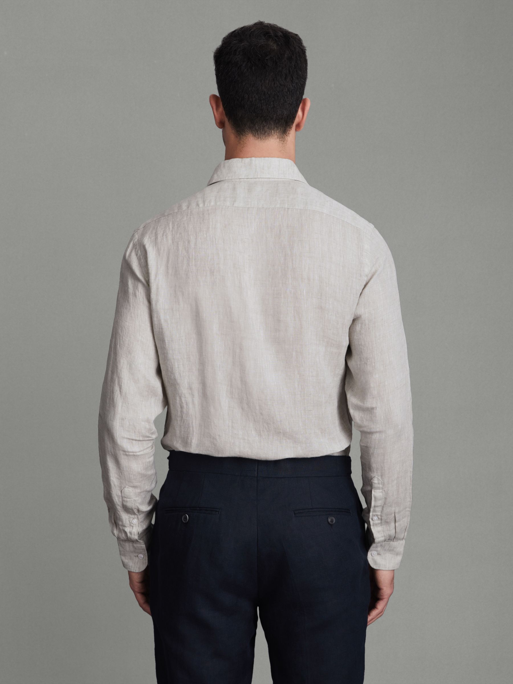 Linen Button-Through Shirt in Stone - Image 5 of 5