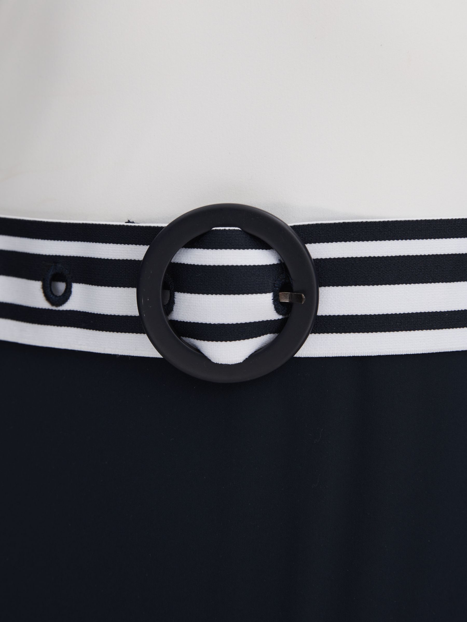 Colourblock Belted Swimsuit in White/Navy - Image 5 of 8