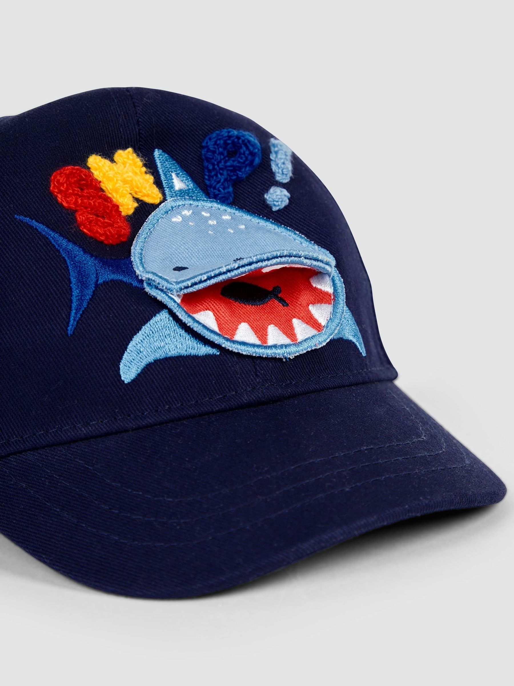 Navy Shark Appliqué Cap | JoJo Maman Bébé