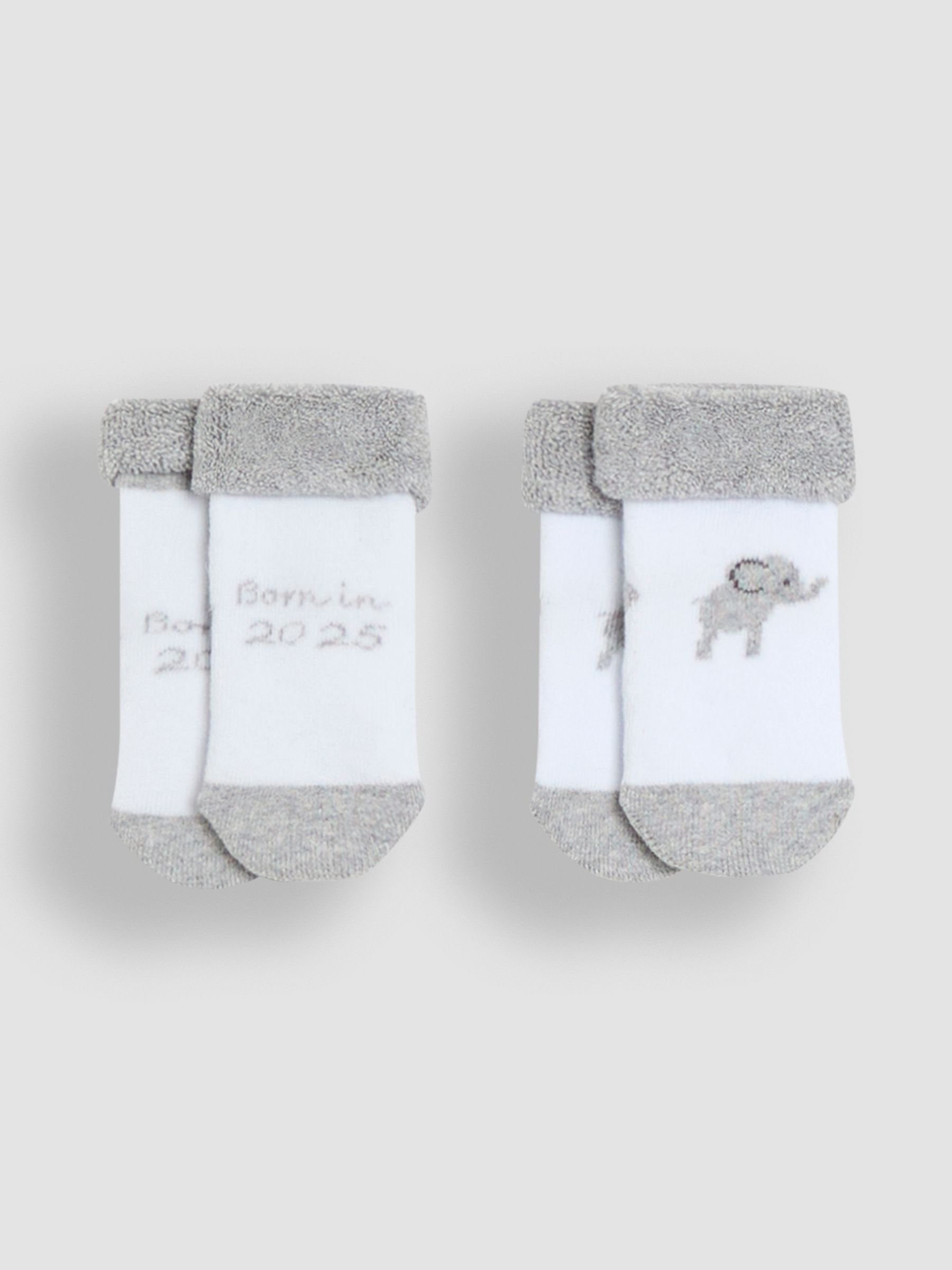 White 2-Pack Born In 2025 Baby Socks - Image 1 of 5