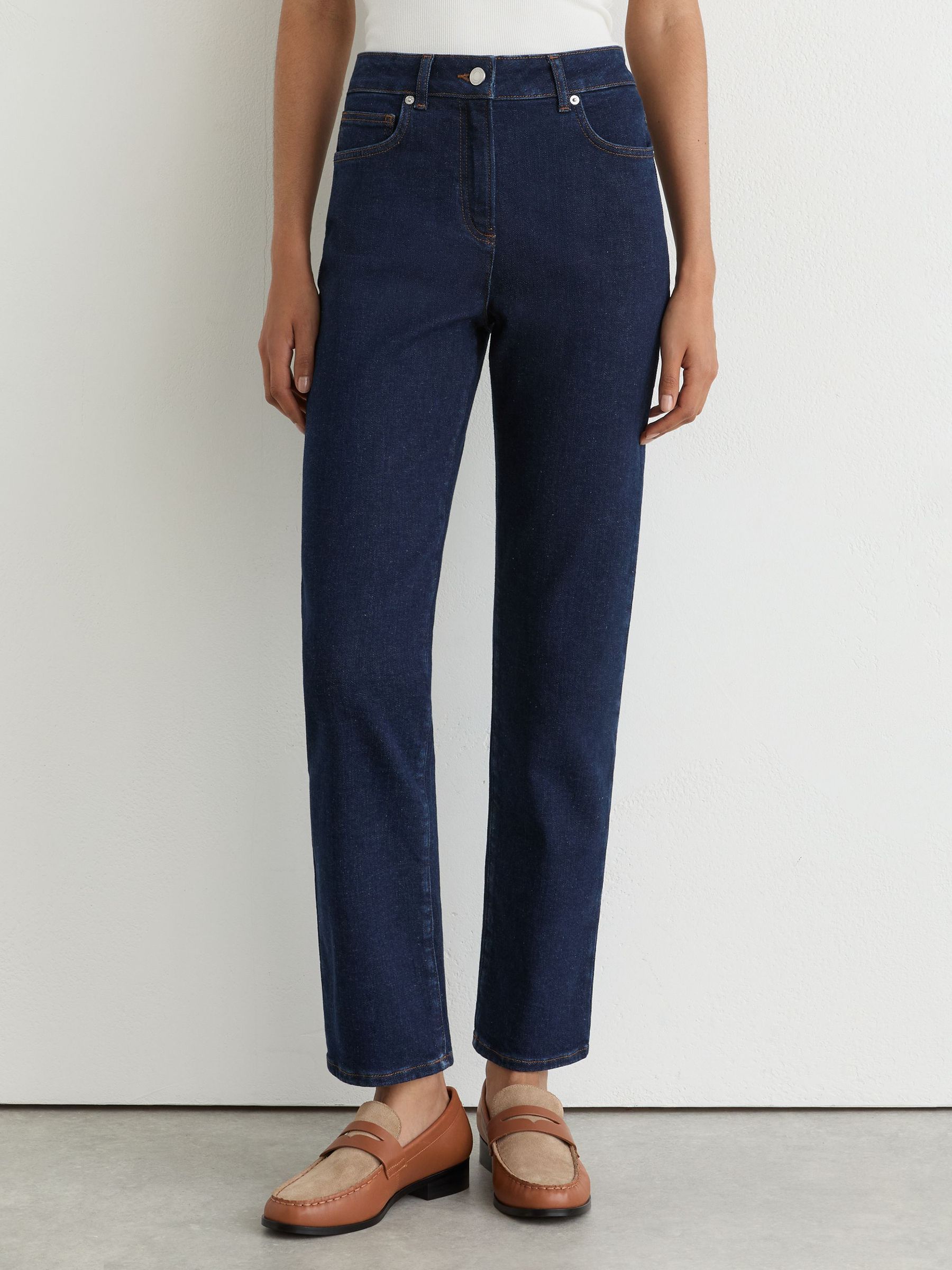 Petite Slim-Leg Mid-Rise Jeans in Dark Blue - Image 3 of 8