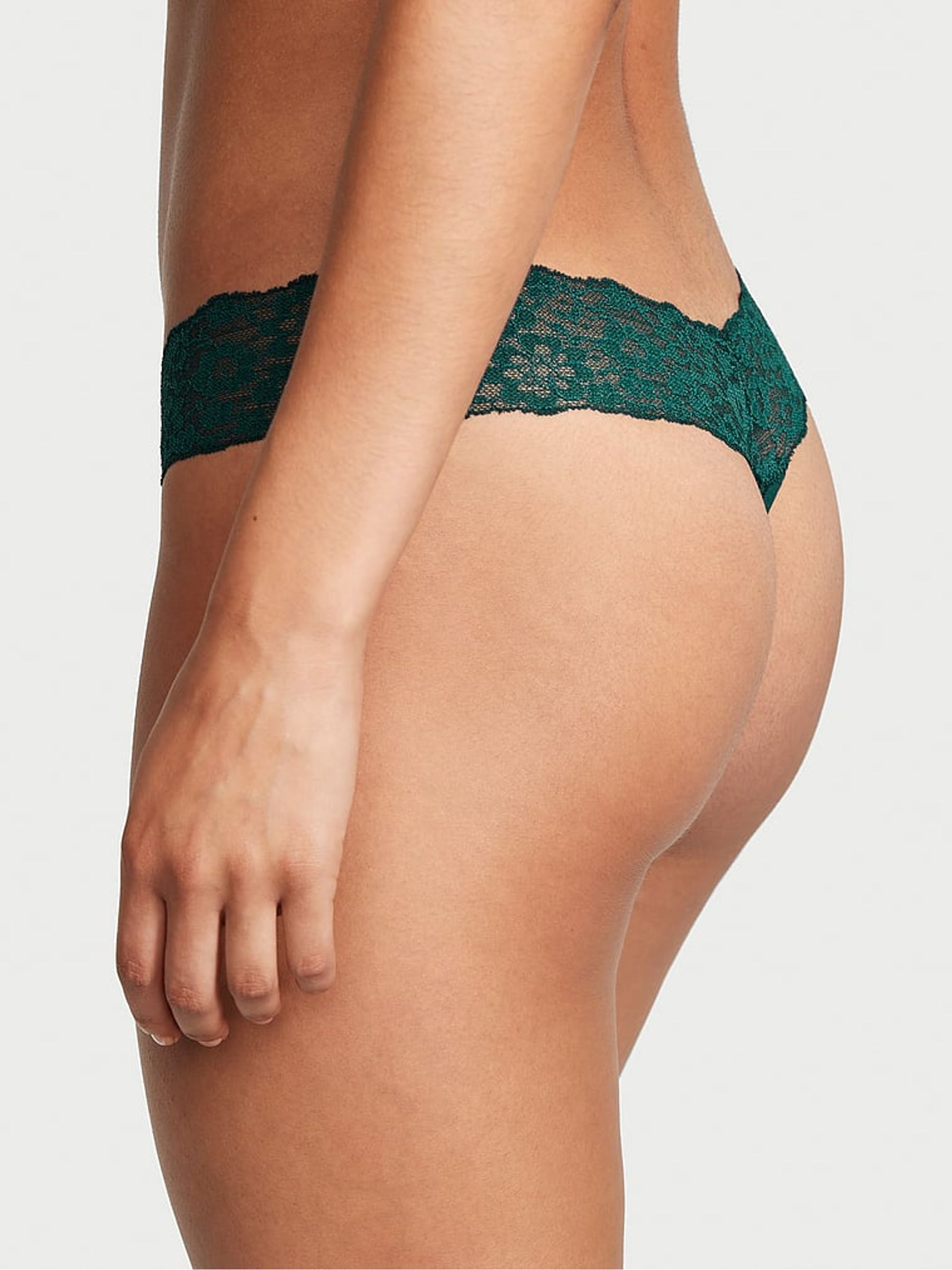 Black Ivy Green Moody Roses Posey Lace Waist Thong Knickers - Image 2 of 3